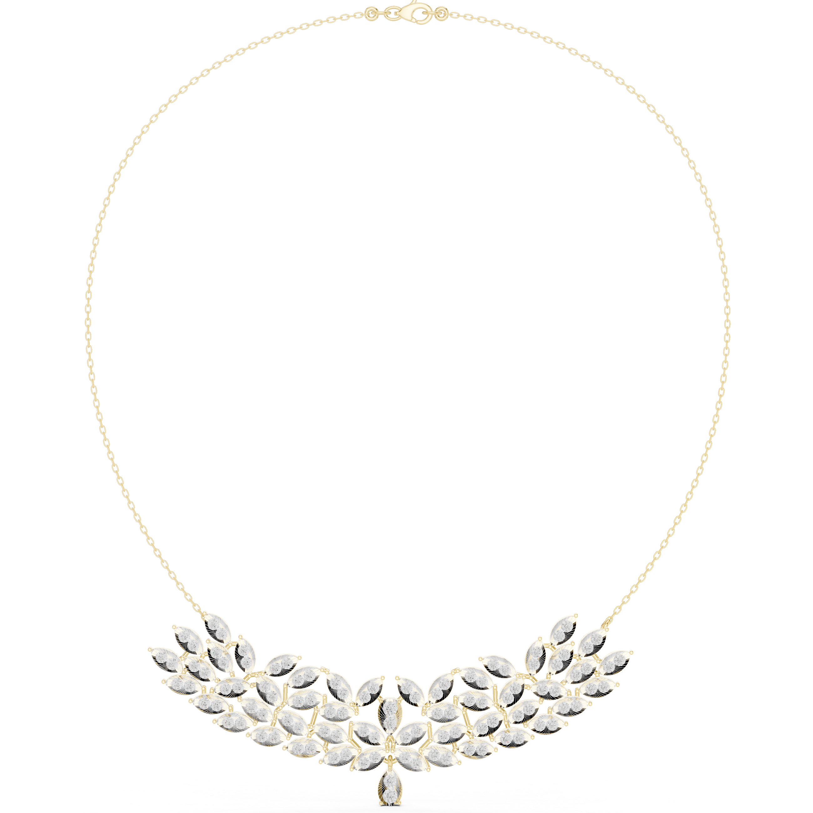 Luxury Marquise Leaf Diamond Necklace – Statement Vine Design