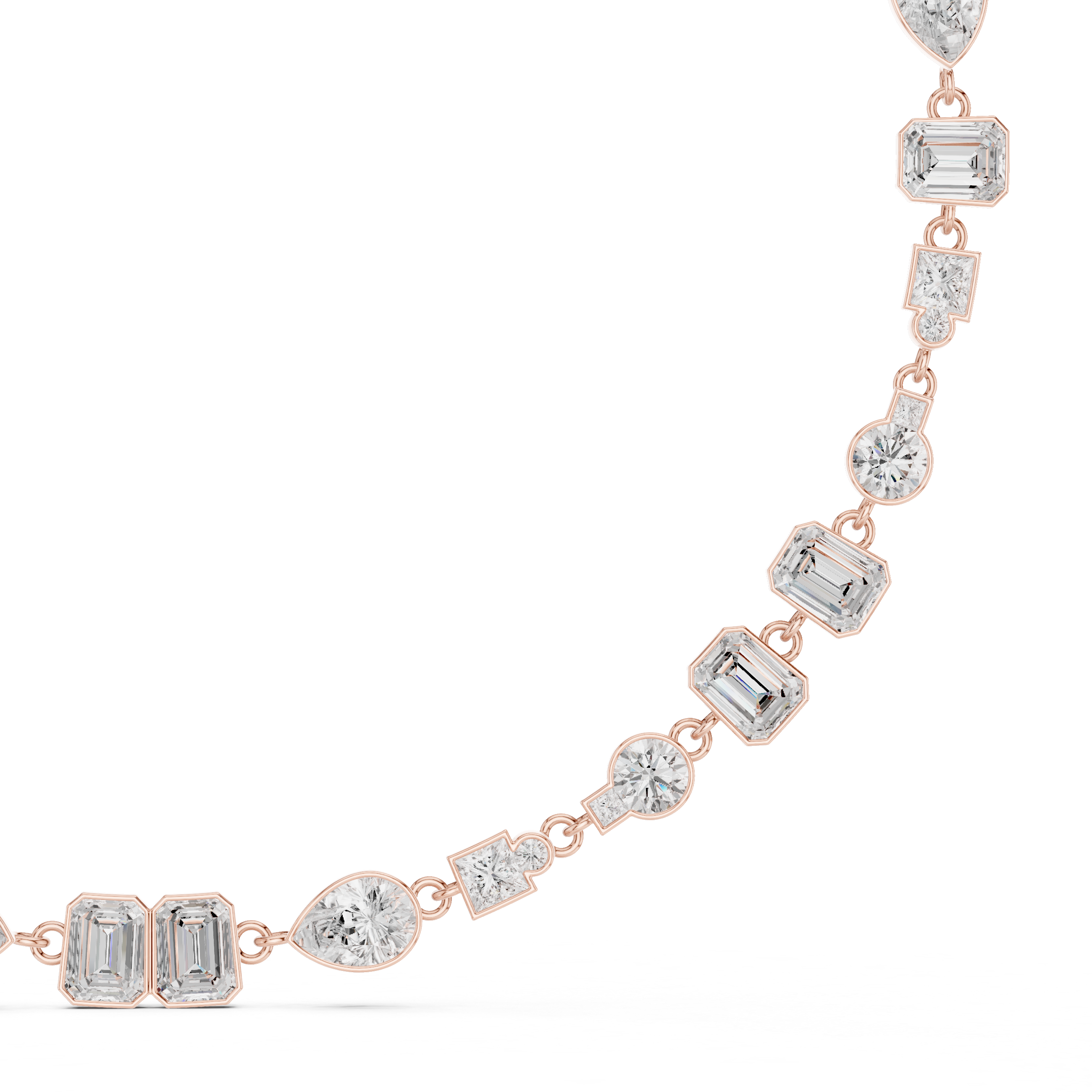 Multi Shape Diamond Station Necklace – Modern Geometric Elegance