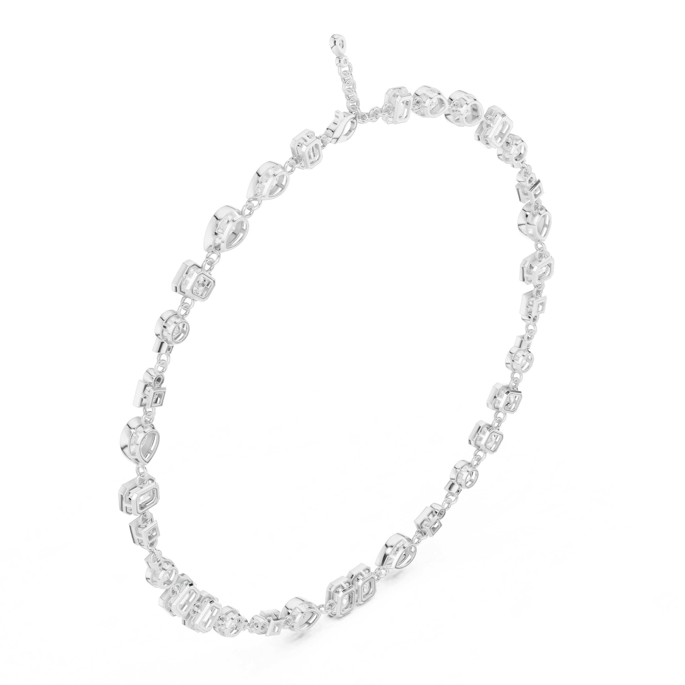 Multi Shape Diamond Station Necklace – Modern Geometric Elegance