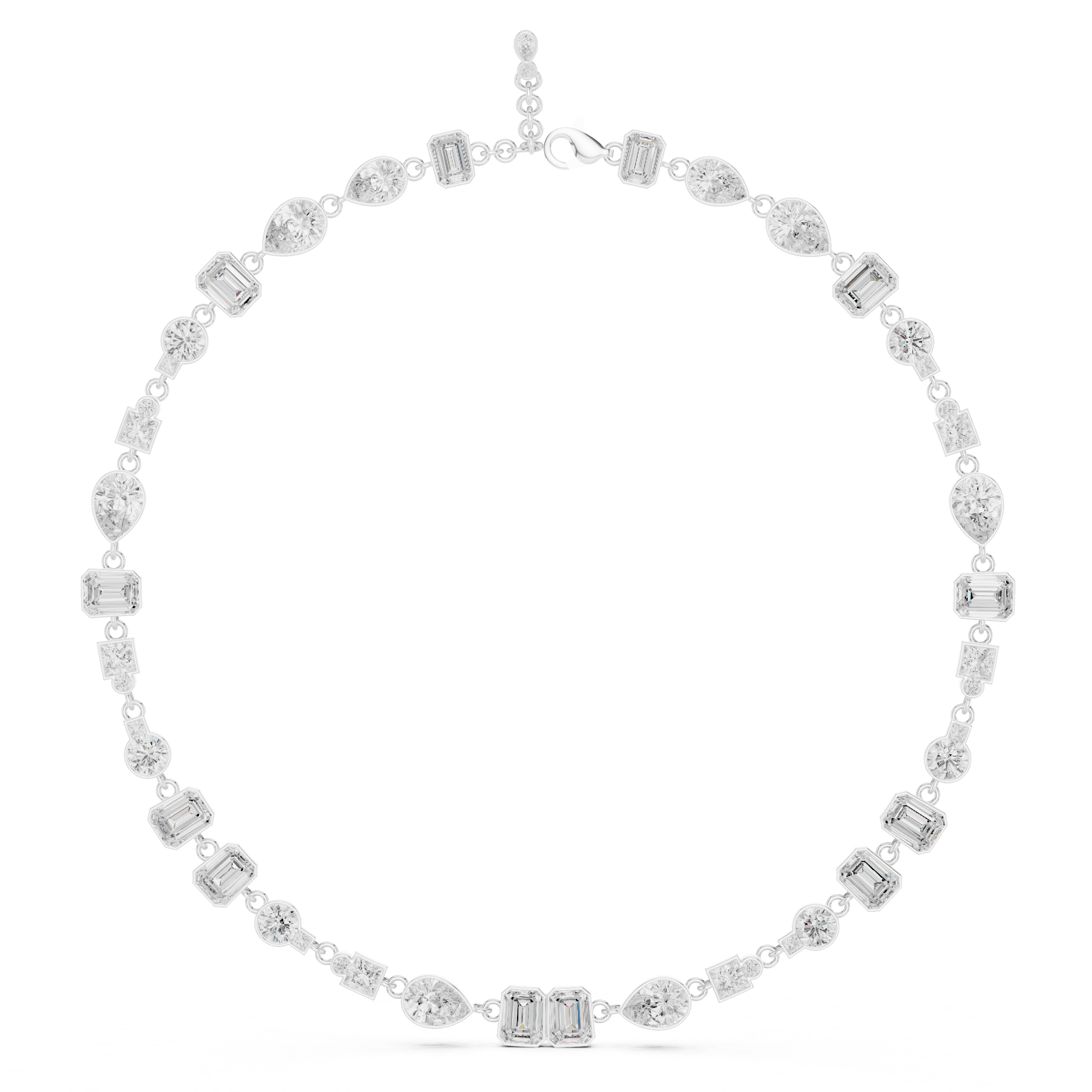 Multi Shape Diamond Station Necklace – Modern Geometric Elegance