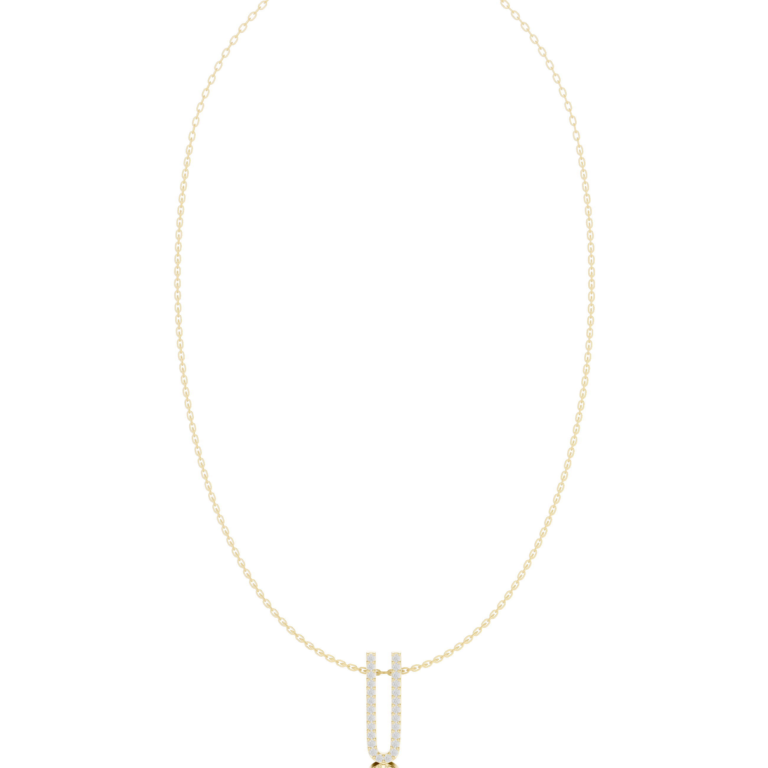 Diamond U-Link Drop Necklace