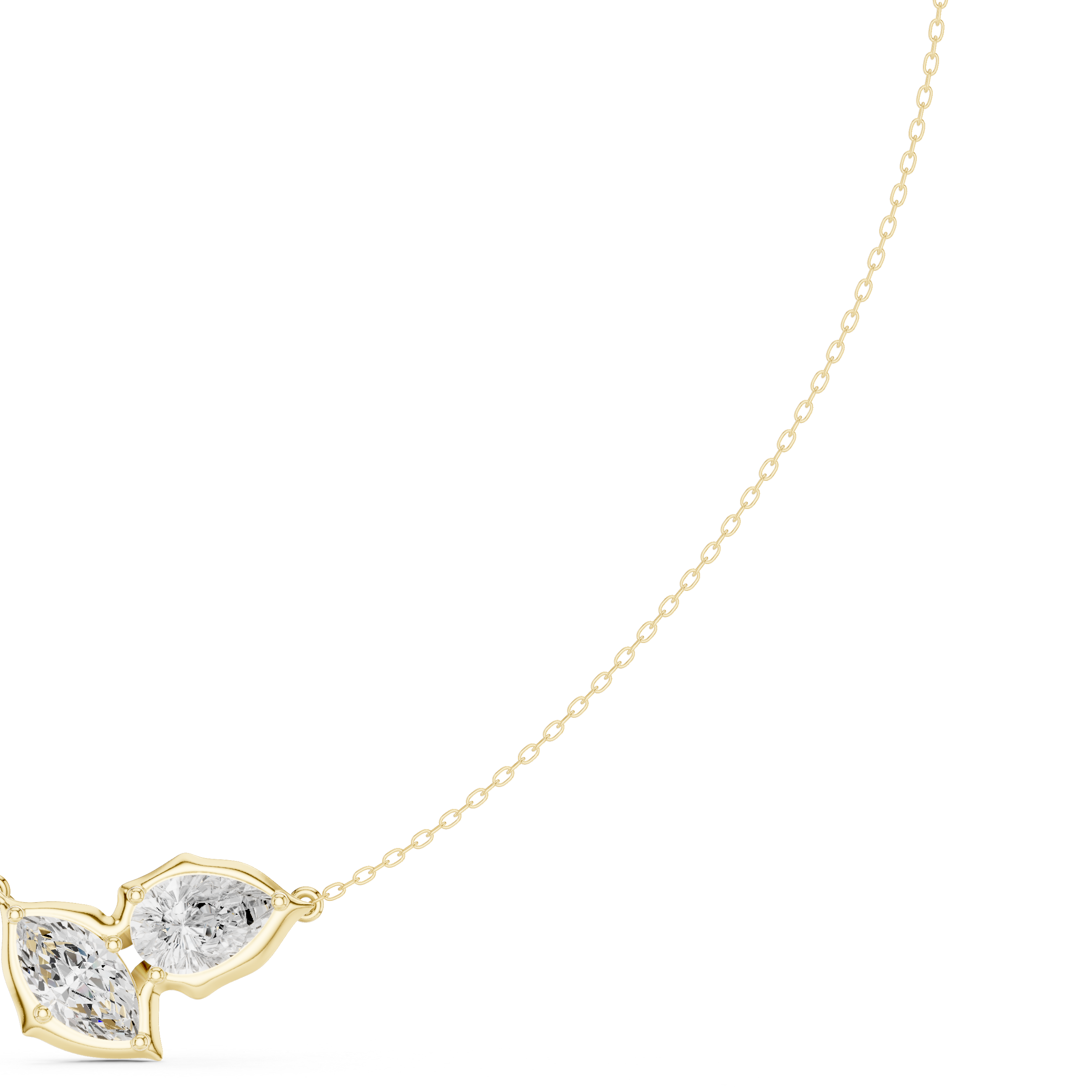 Dual Marquise Diamond Leaf Necklace