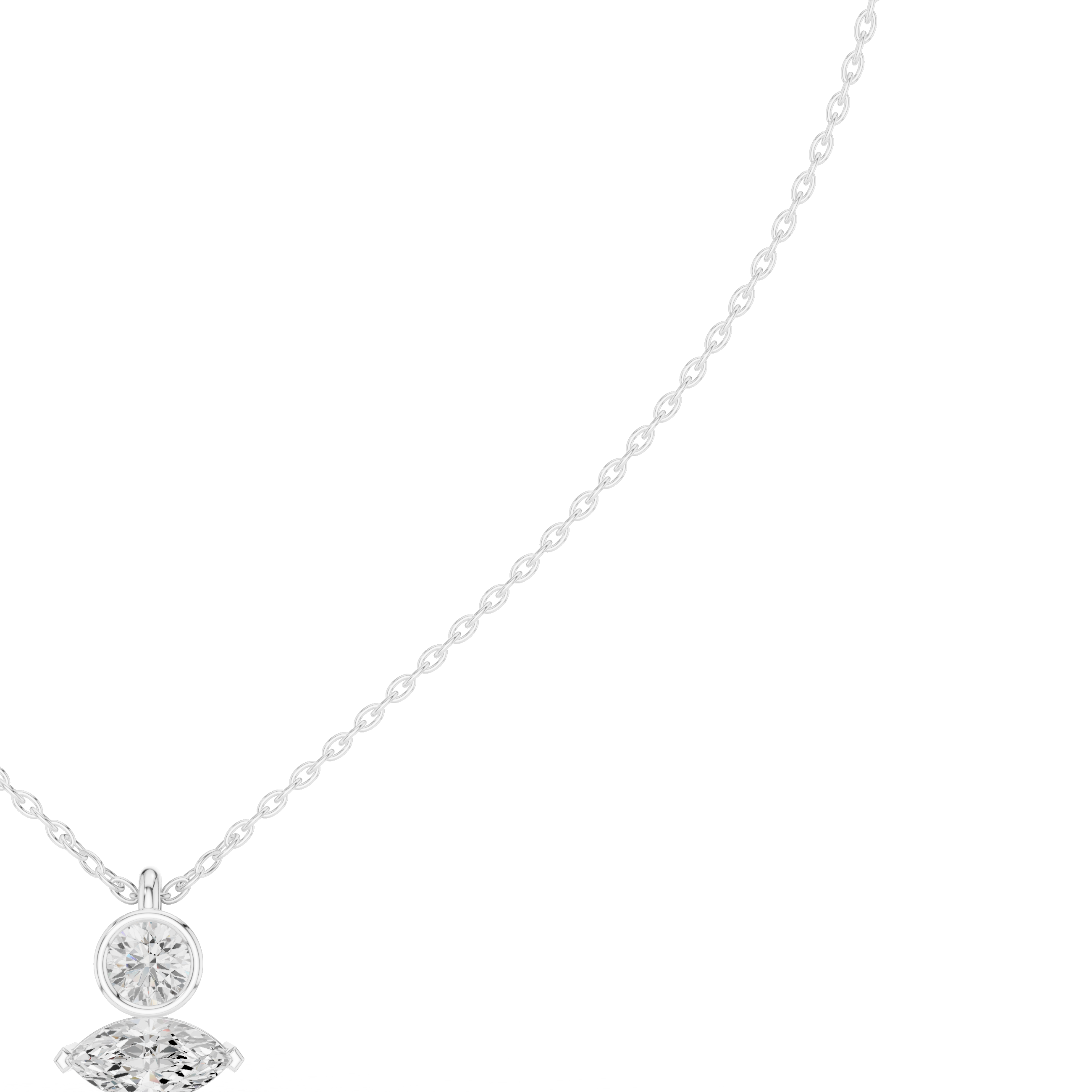 Minimalist Bezel & Marquise Diamond Pendant Necklace