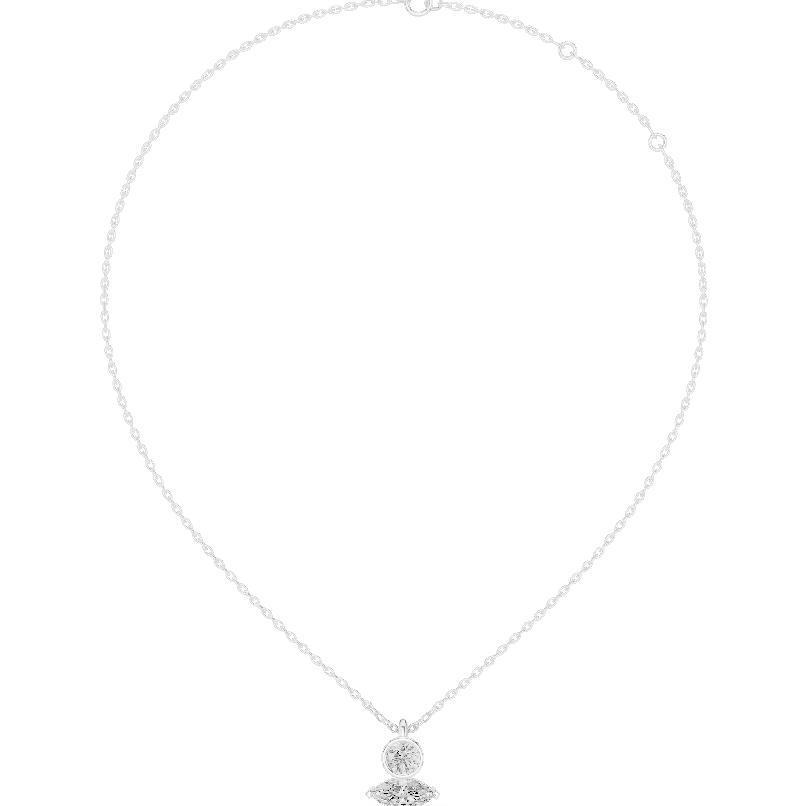 Minimalist Bezel & Marquise Diamond Pendant Necklace