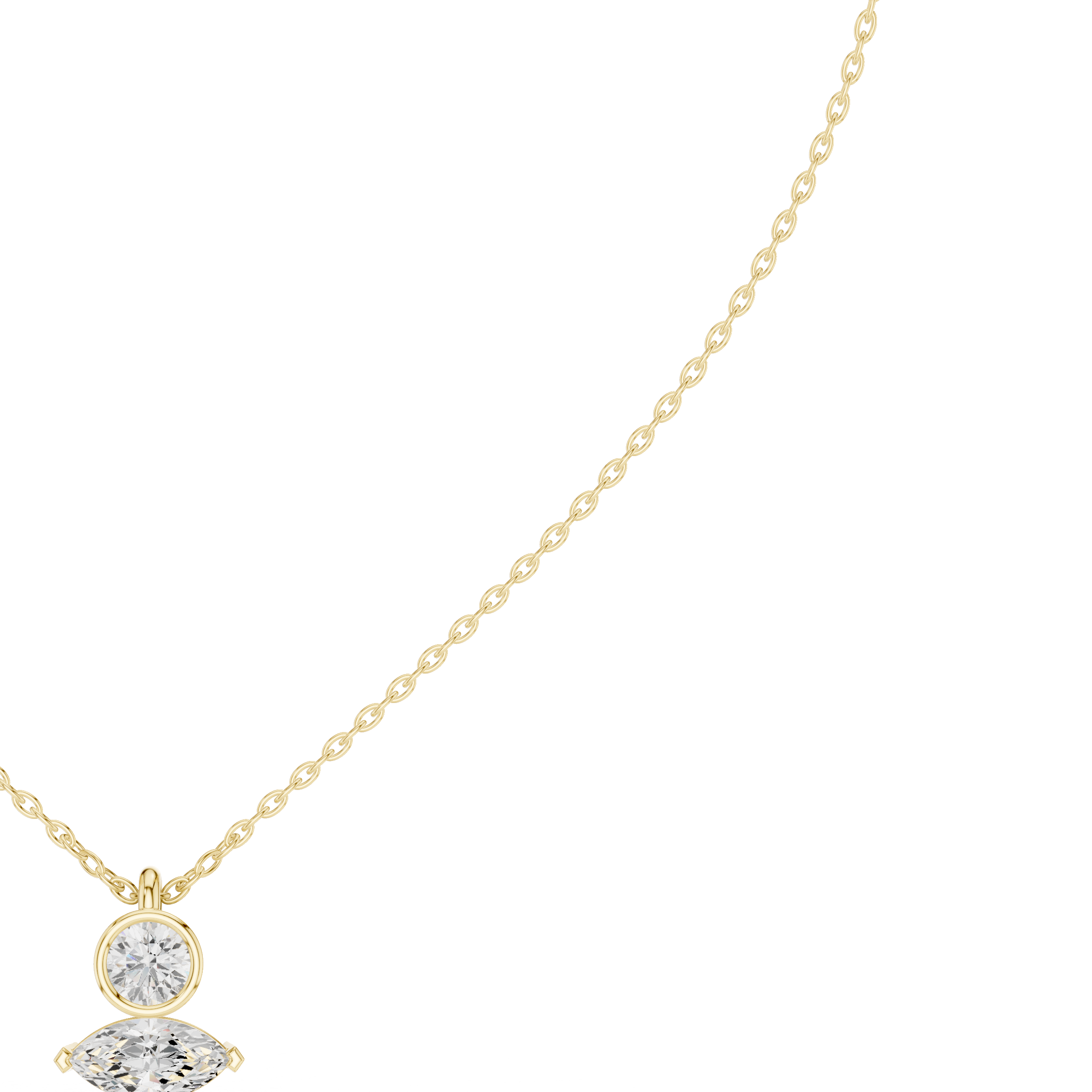Minimalist Bezel & Marquise Diamond Pendant Necklace