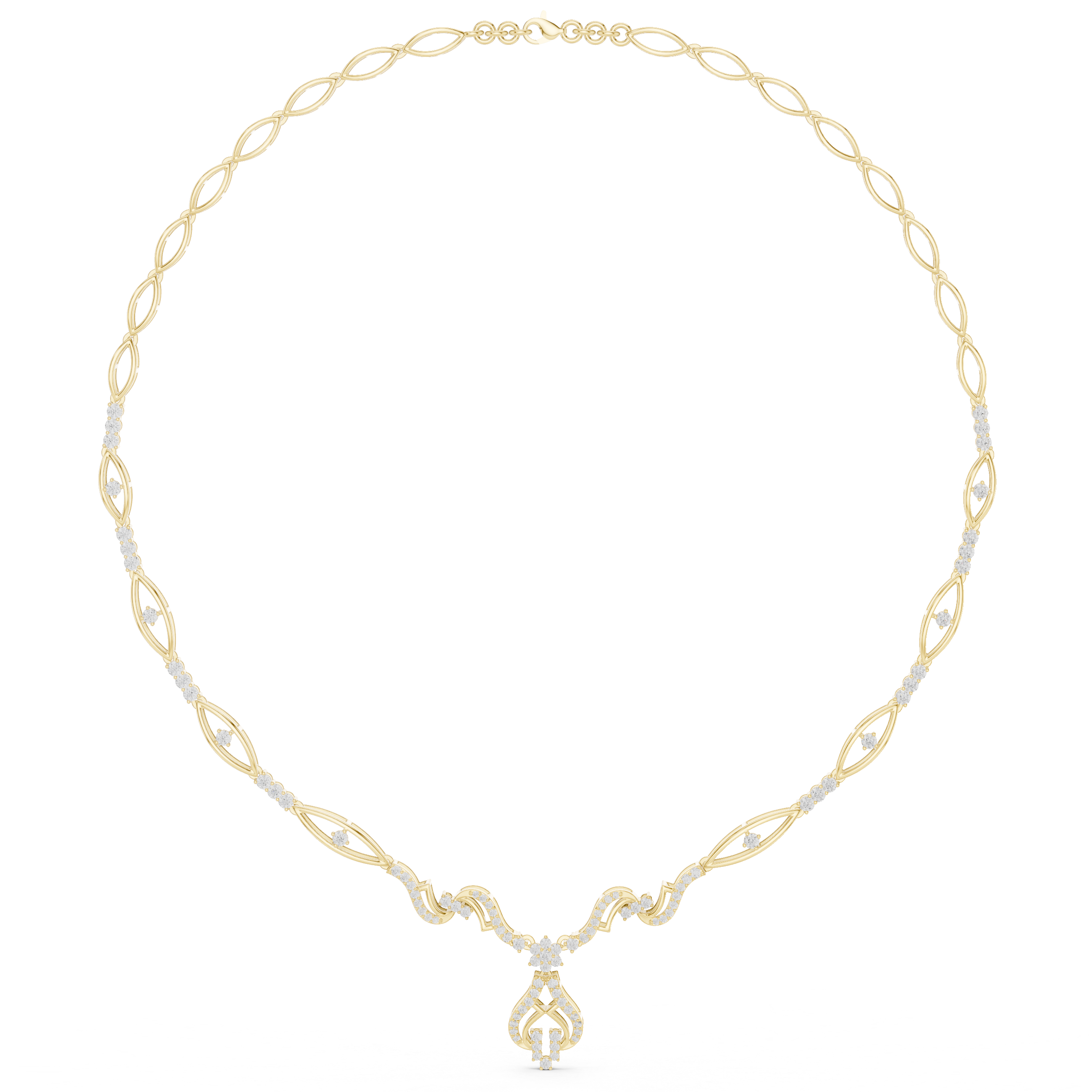 Infinity Link Diamond Necklace with Ornamental Drop