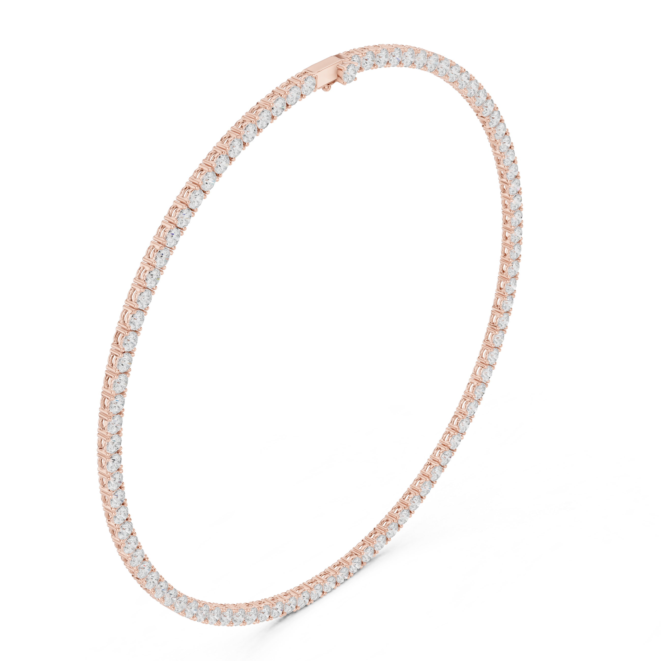 Round Cut Diamond Tennis Necklace