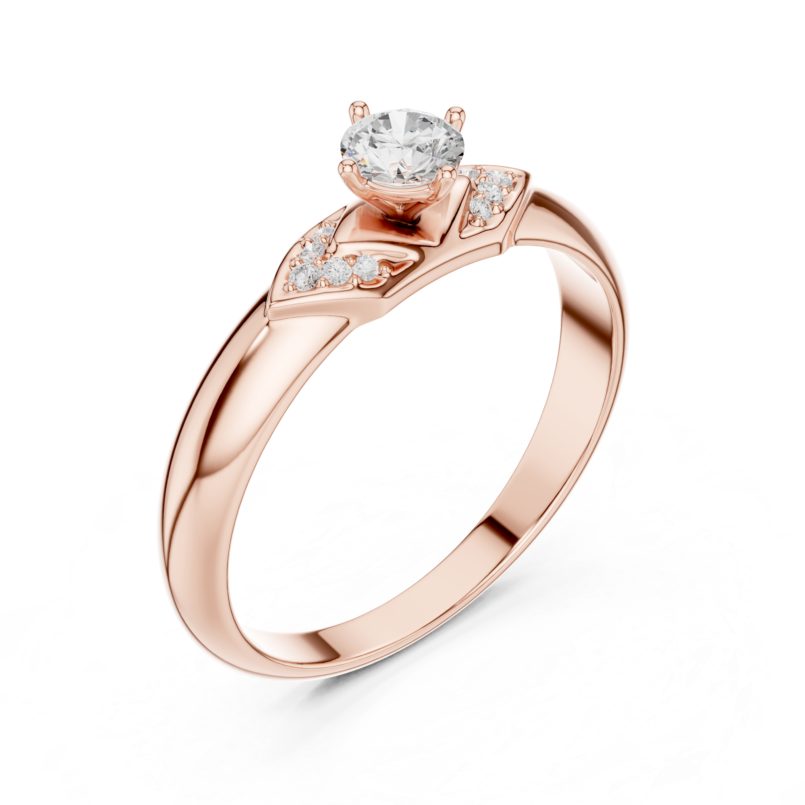 Vintage Inspired Diamond Engagement Ring with Pavé Accents – Round Solitaire Promise Ring
