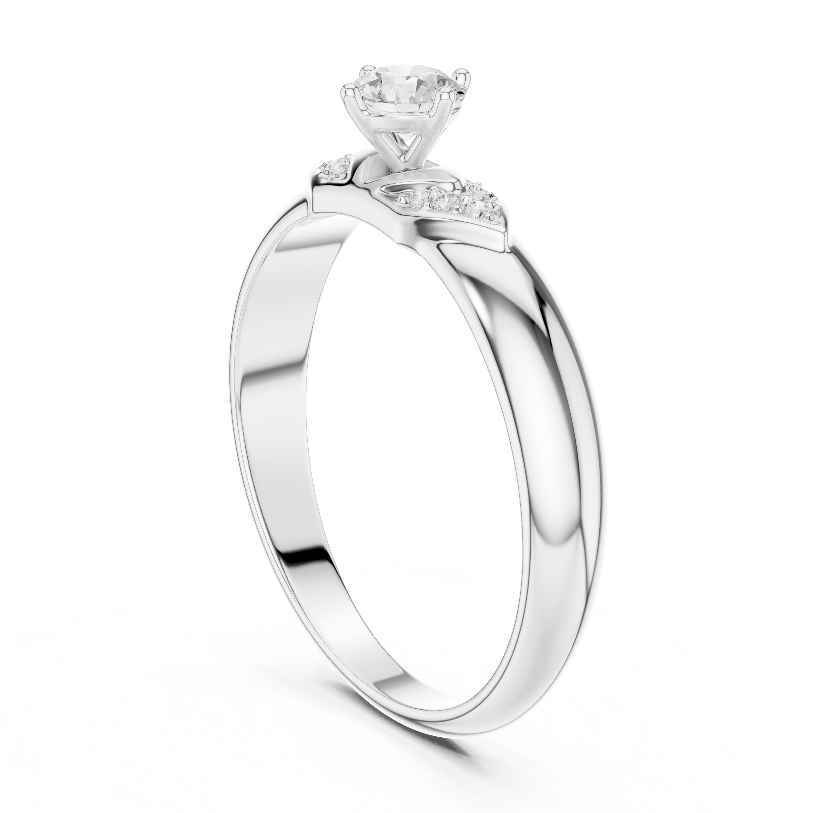 Vintage Inspired Diamond Engagement Ring with Pavé Accents – Round Solitaire Promise Ring