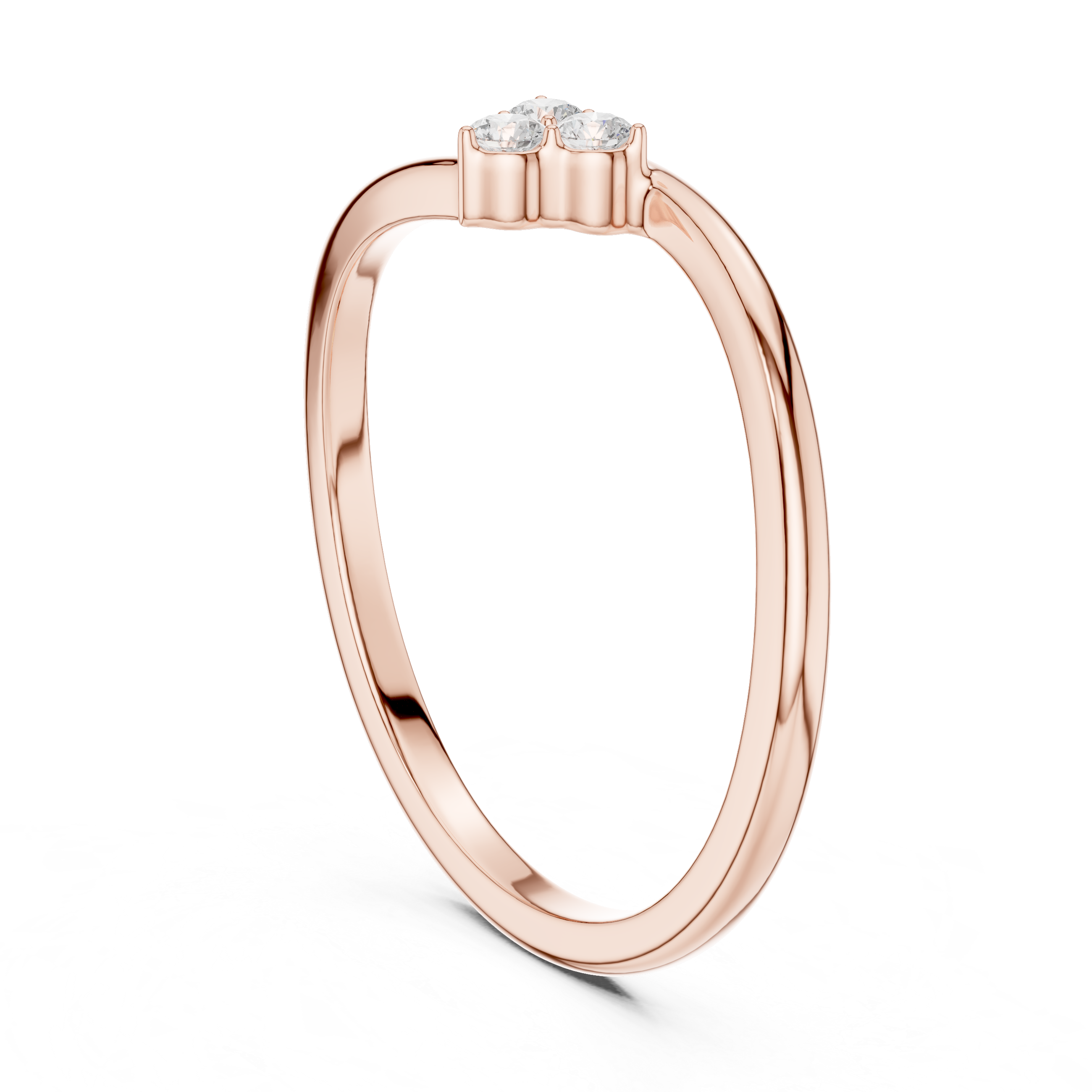 Minimalist Three Stone Diamond Bypass Ring – Open Wrap Promise Ring