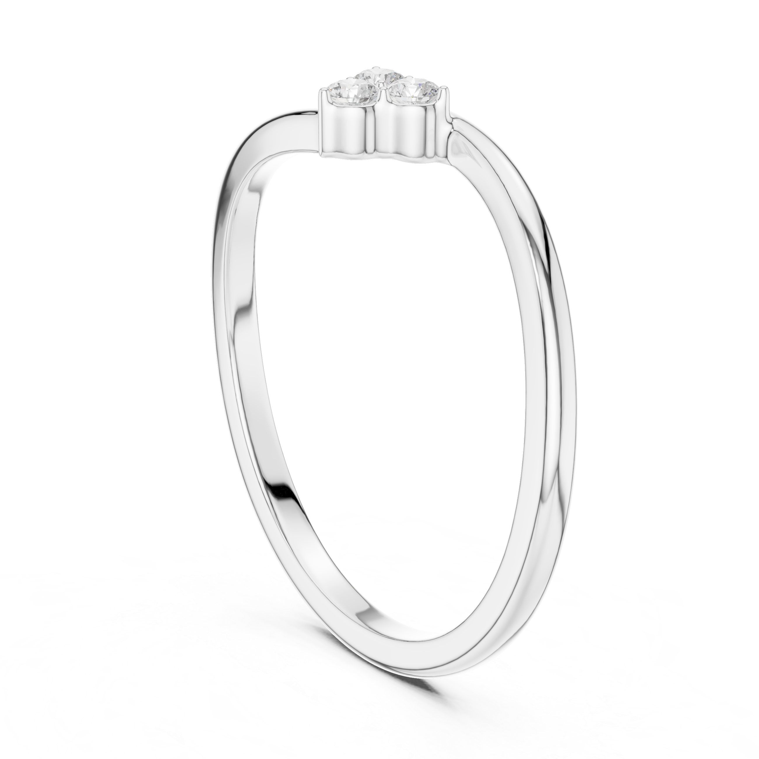 Minimalist Three Stone Diamond Bypass Ring – Open Wrap Promise Ring