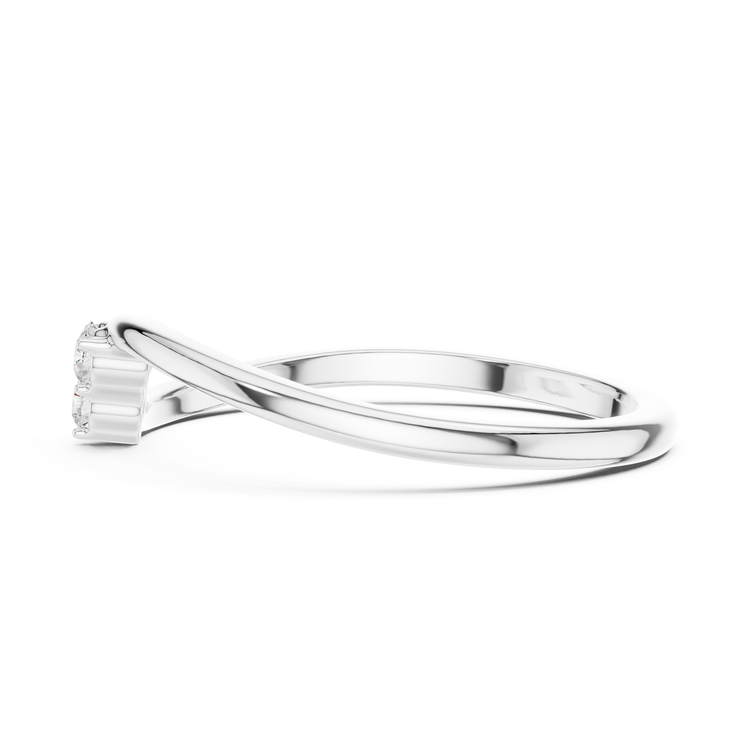 Minimalist Three Stone Diamond Bypass Ring – Open Wrap Promise Ring