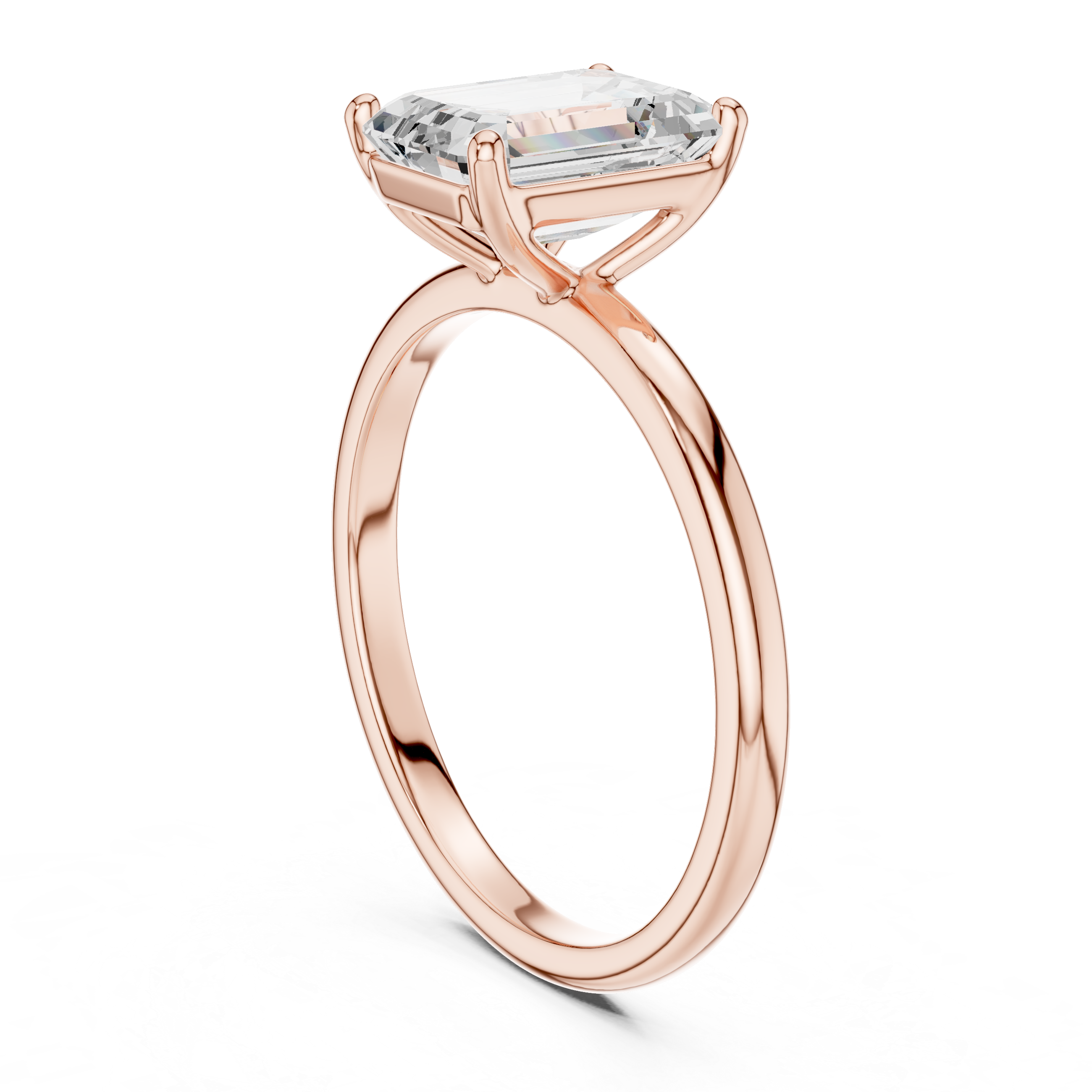 Emerald Cut Solitaire Engagement Ring – Four Prong Statement Diamond Ring