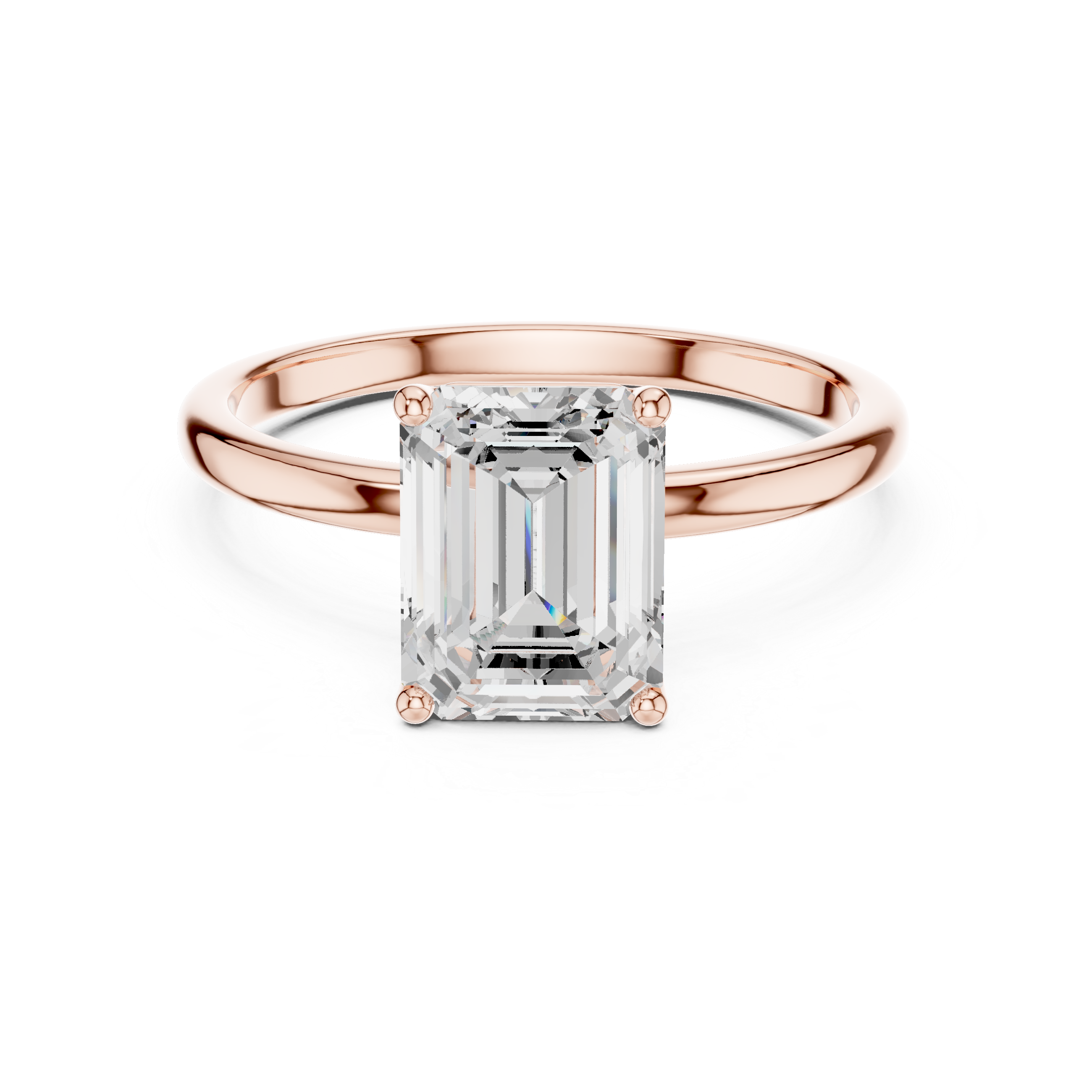 Emerald Cut Solitaire Engagement Ring – Four Prong Statement Diamond Ring