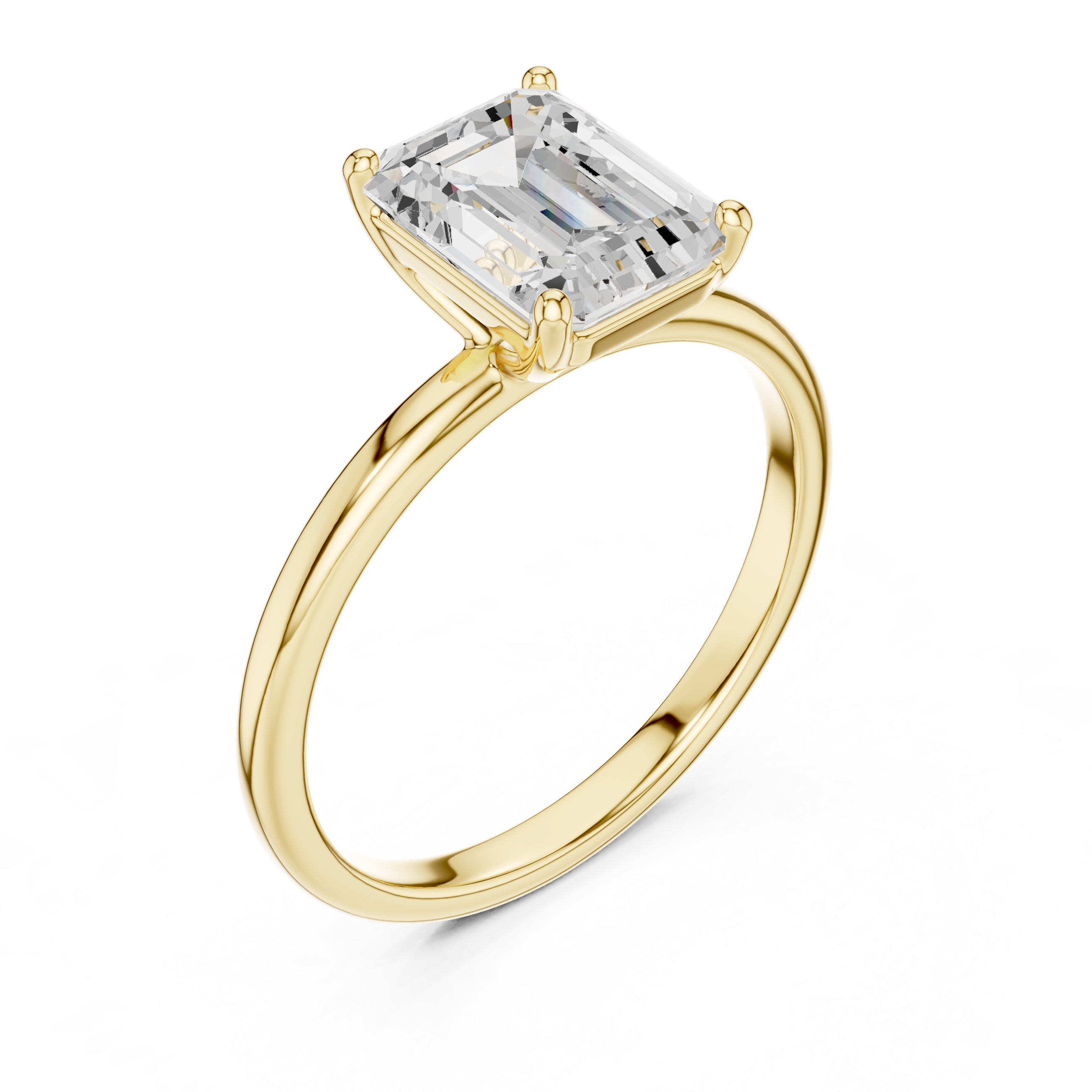 Emerald Cut Solitaire Engagement Ring – Four Prong Statement Diamond Ring