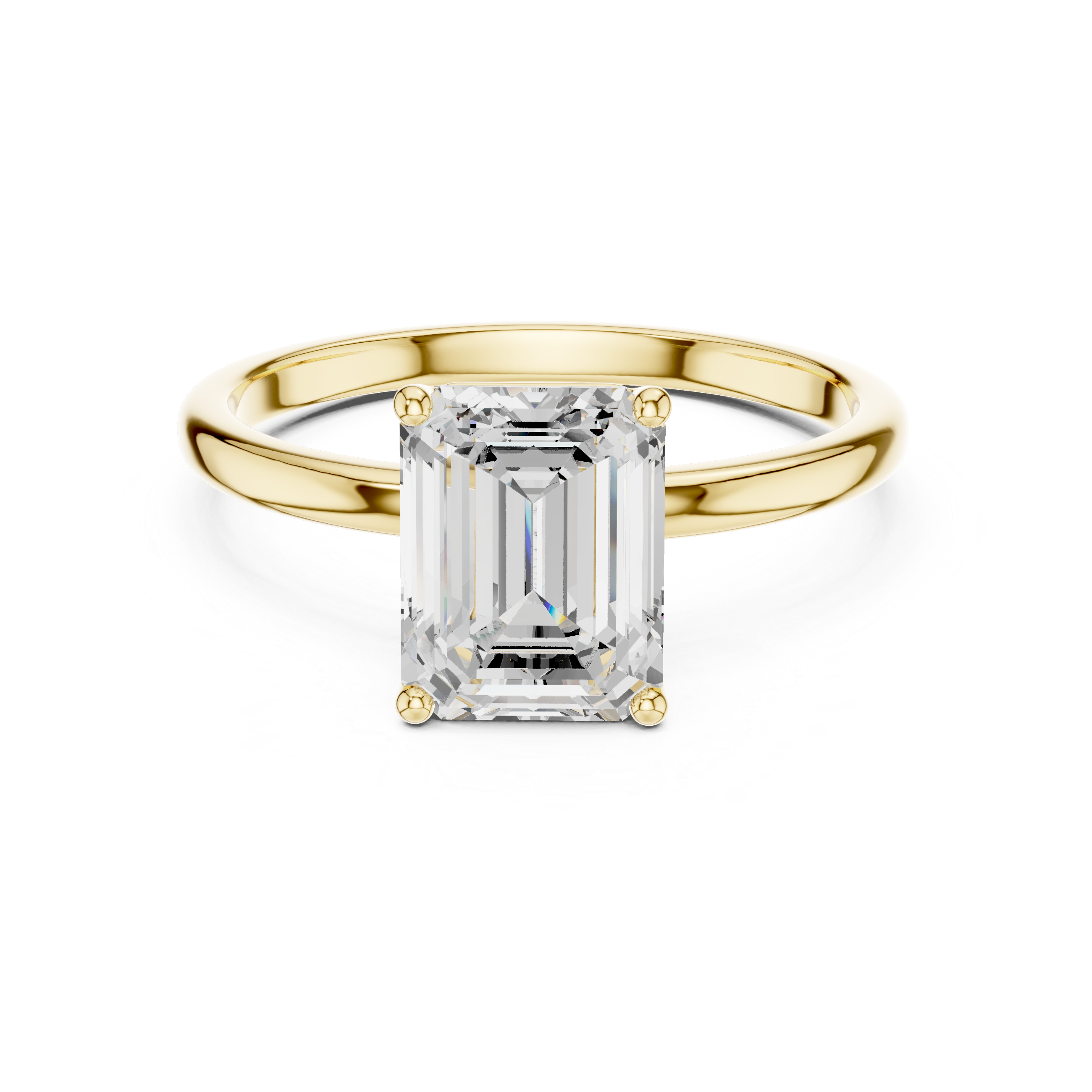 Emerald Cut Solitaire Engagement Ring – Four Prong Statement Diamond Ring