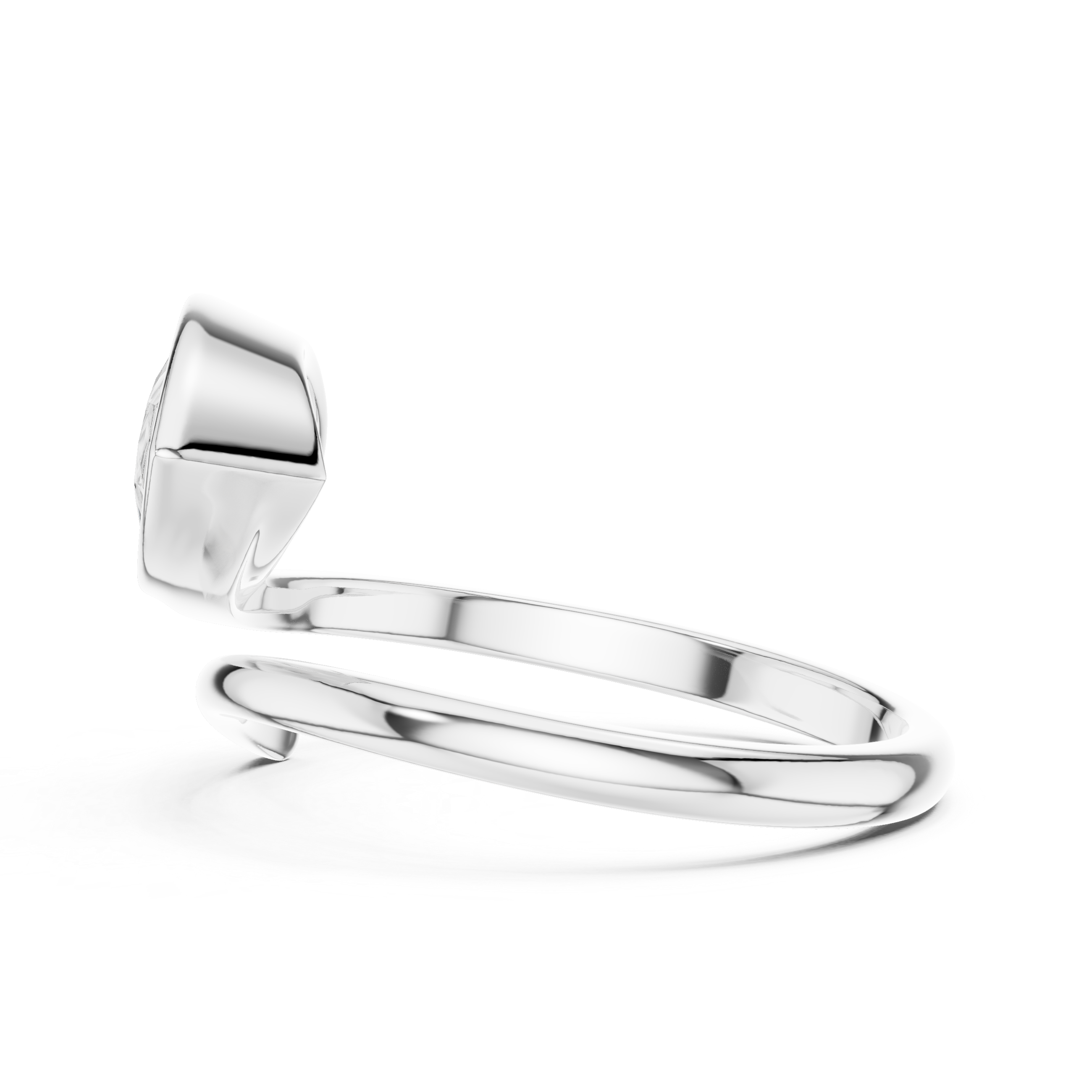 Pear Cut Bezel Solitaire Wrap Ring – Modern Open Bypass Engagement Ring