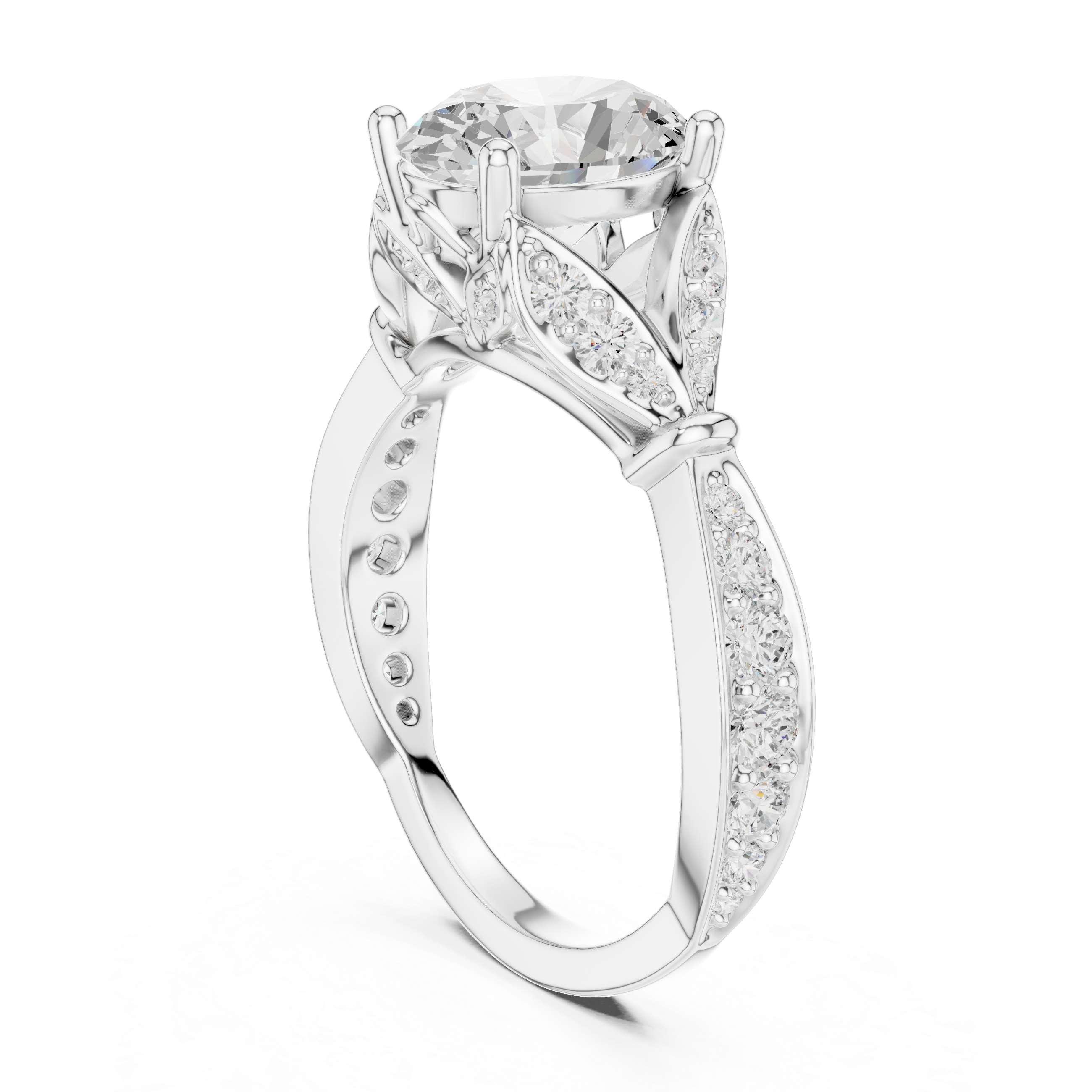 Vintage Inspired Oval Cut Engagement Ring – Cathedral Pavé Diamond Solitaire Ring