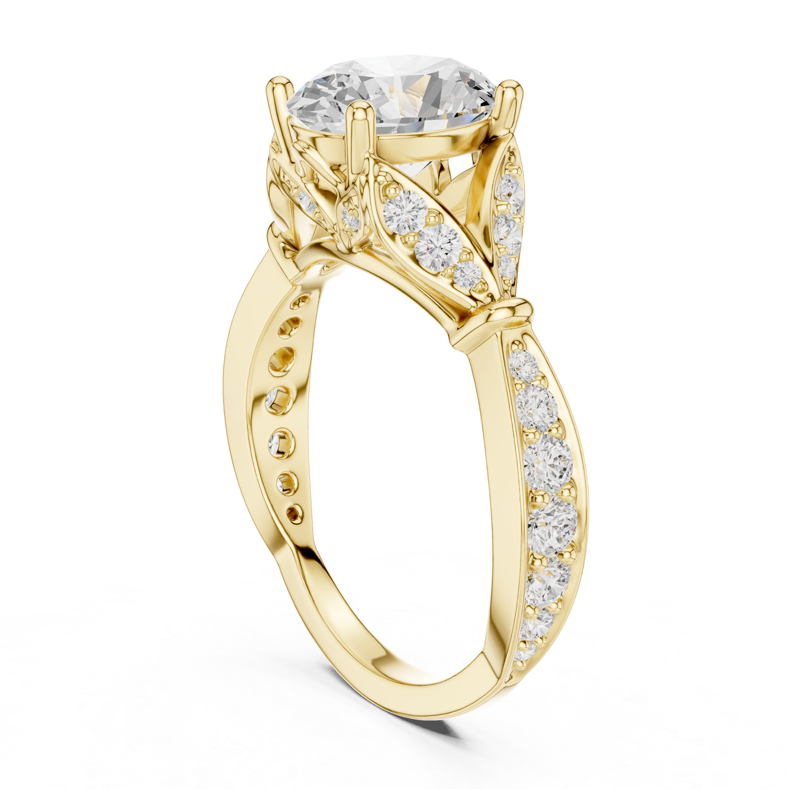 Vintage Inspired Oval Cut Engagement Ring – Cathedral Pavé Diamond Solitaire Ring
