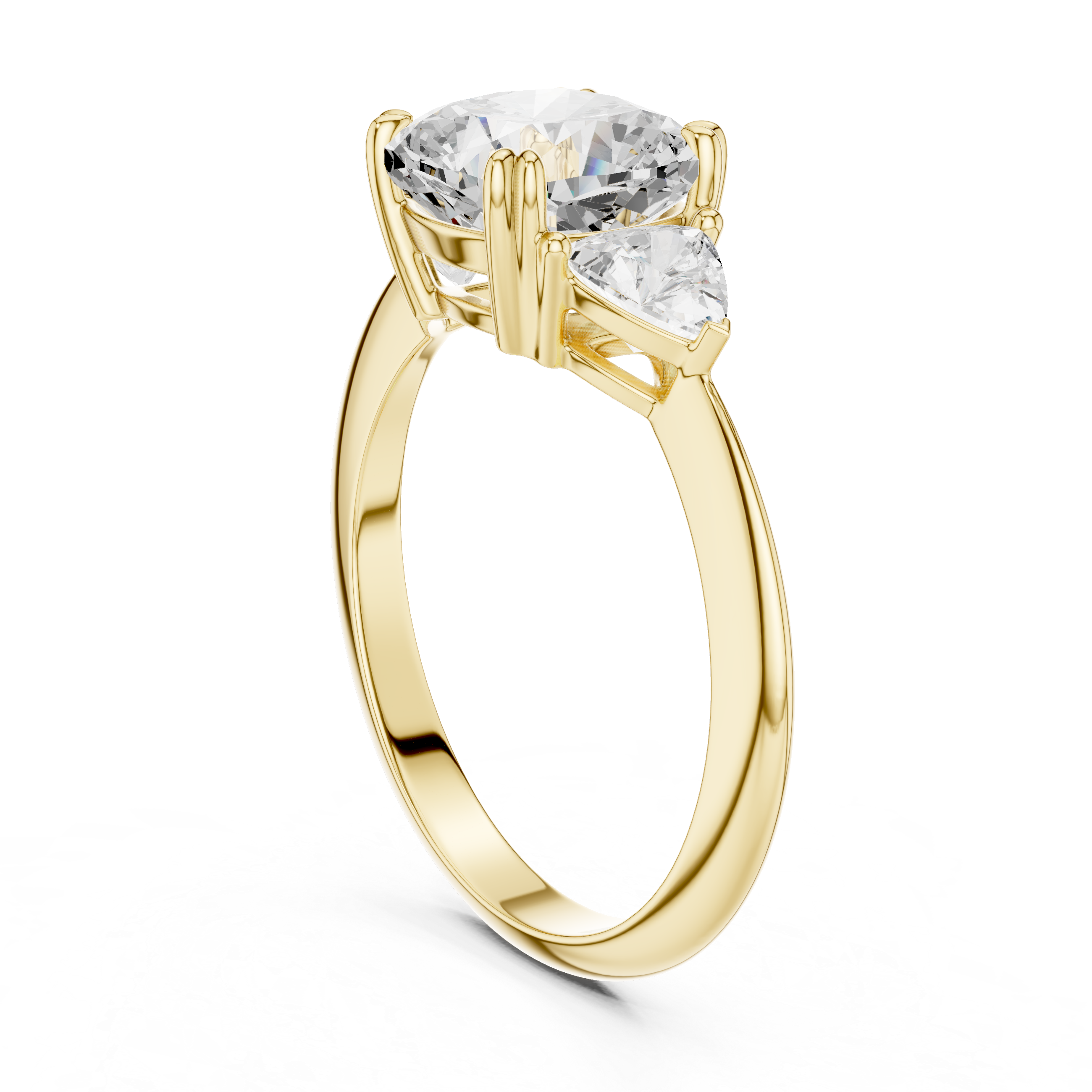 Cushion Cut Three Stone Engagement Ring – Cushion Center with Trillion Side Stones