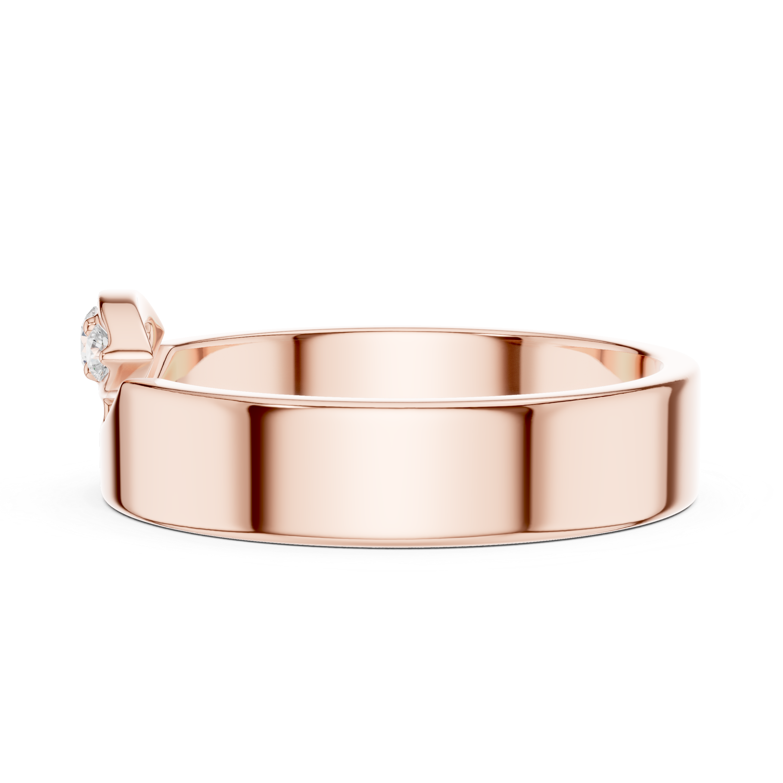 Three Stone Flush Set Diamond Band Ring – Wide Modern Gold Ring