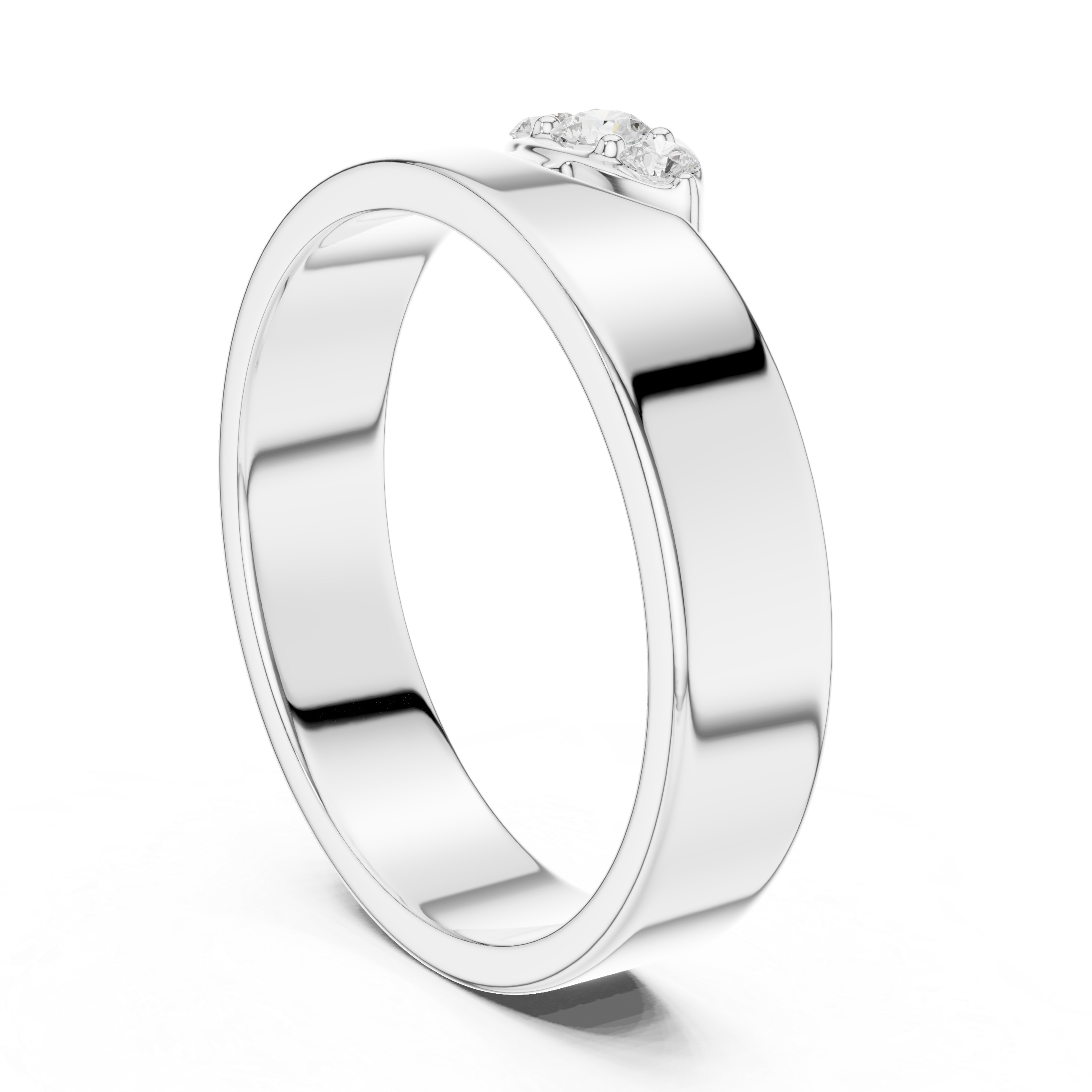 Three Stone Flush Set Diamond Band Ring – Wide Modern Gold Ring