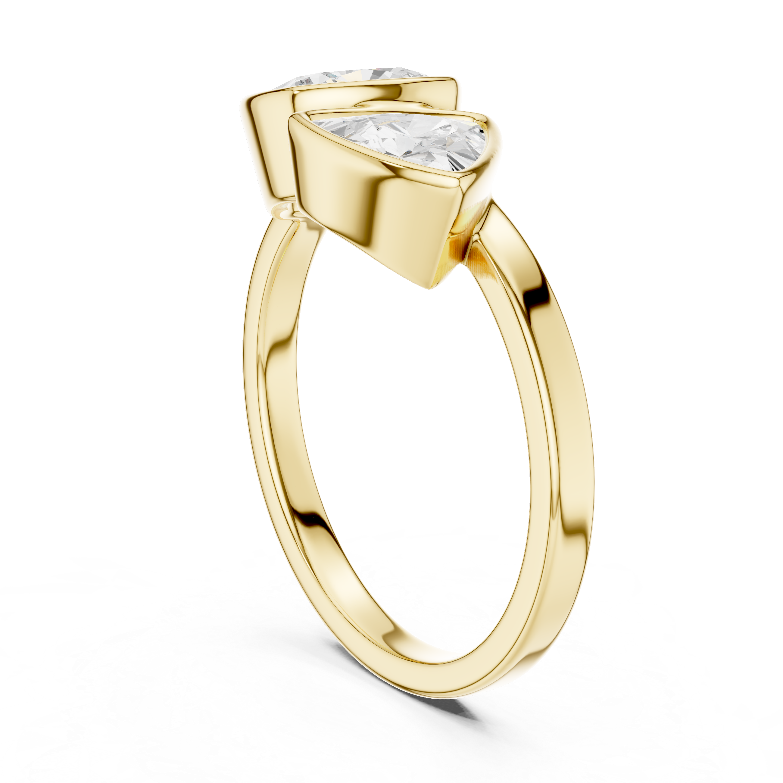Modern Two Stone Bezel Set Diamond Ring – Cushion & Trillion Cut Open Design Ring