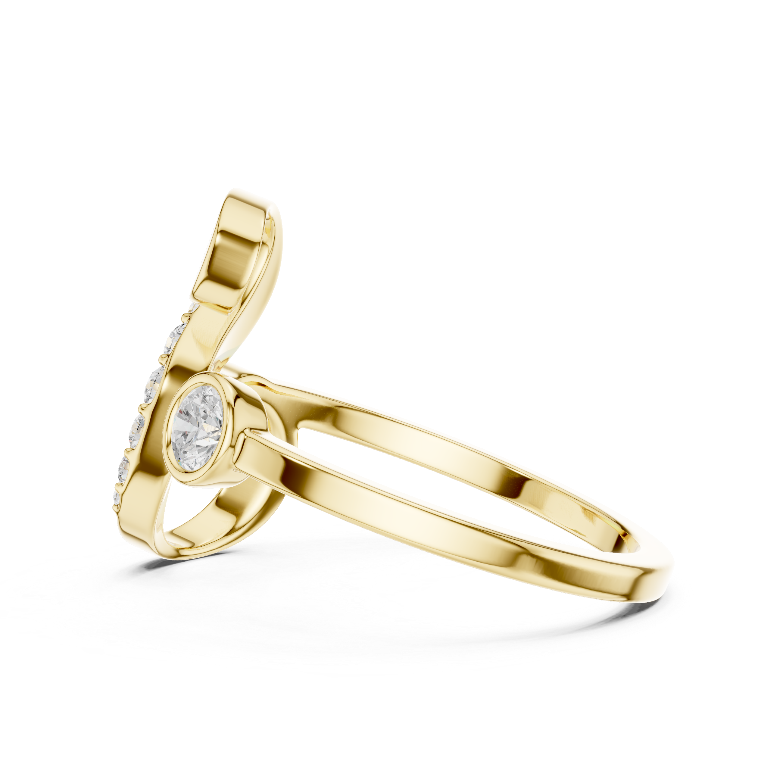 Diamond Initial S Open Ring – Personalized Letter Ring with Pavé Diamonds