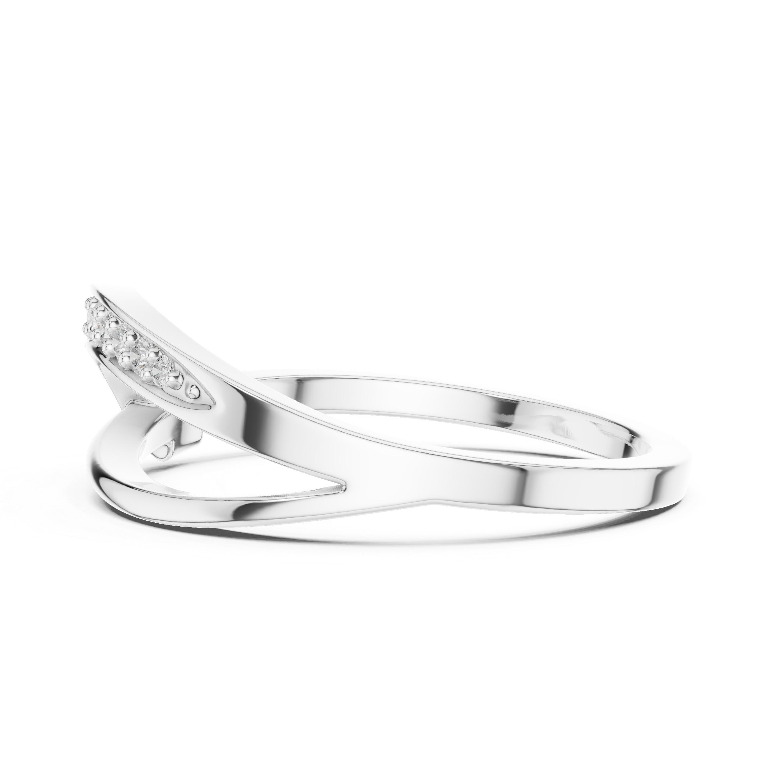 Modern Crossover Diamond Ring – Pavé Curved Band Minimalist Statement Ring