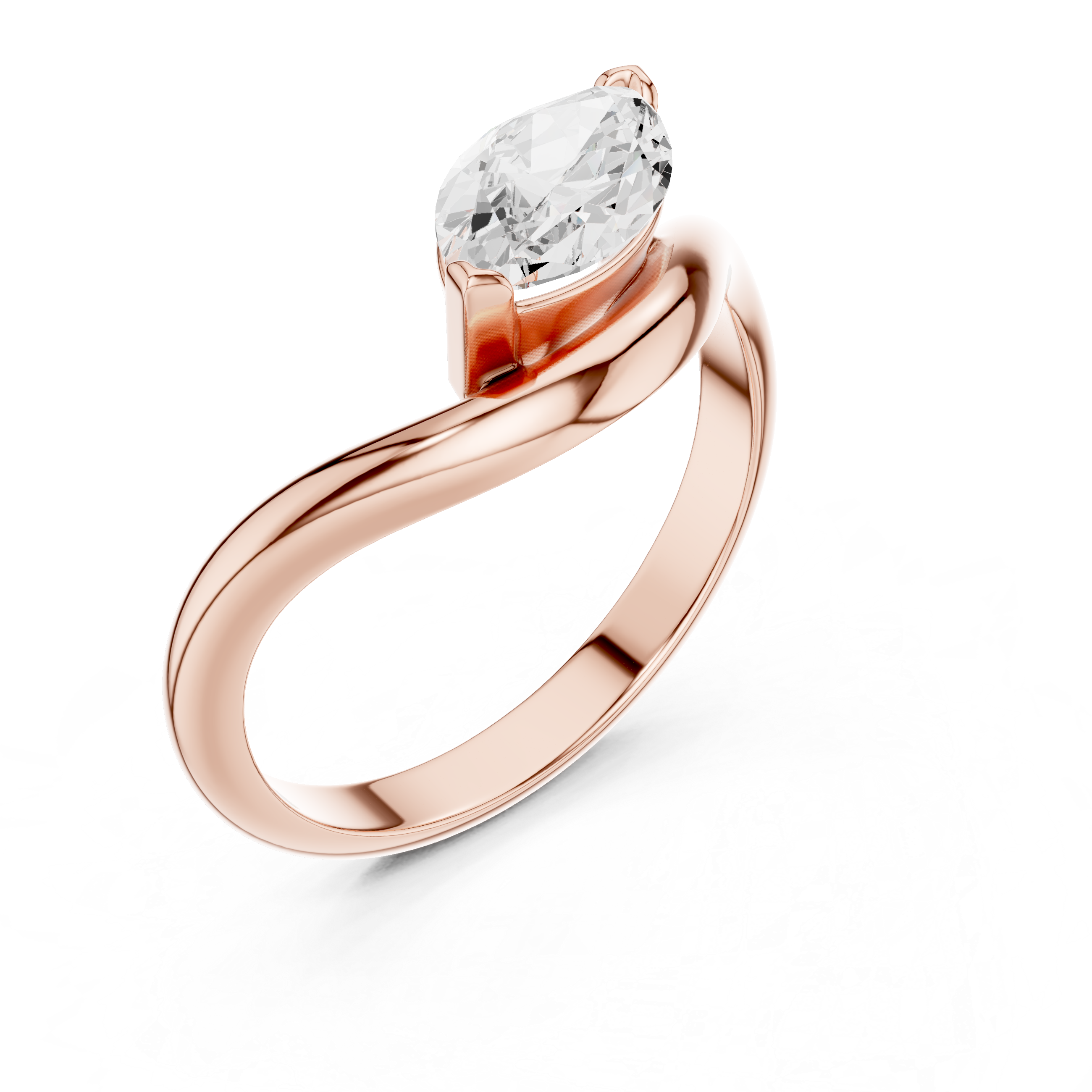 Marquise Diamond Bypass Ring – Modern Solitaire Statement Ring