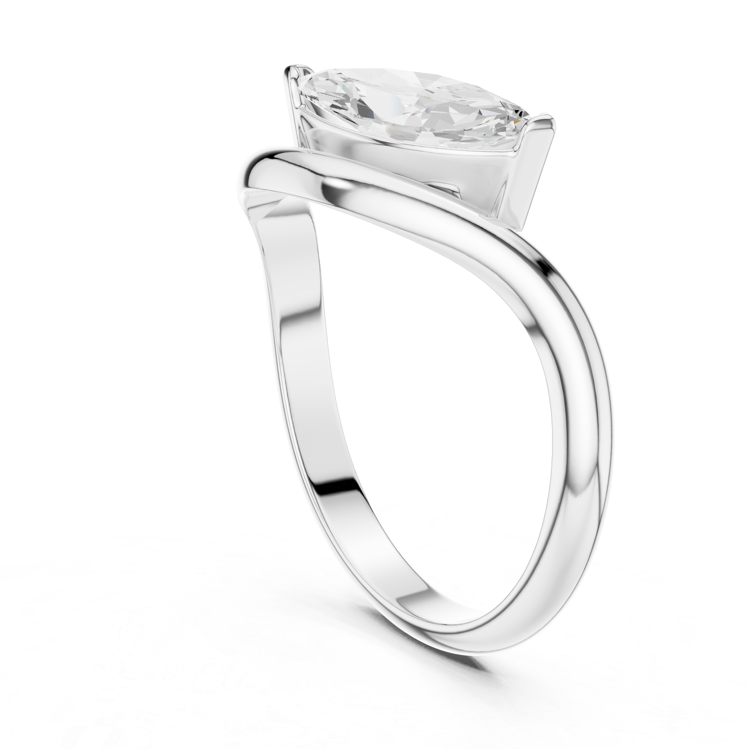 Marquise Diamond Bypass Ring – Modern Solitaire Statement Ring