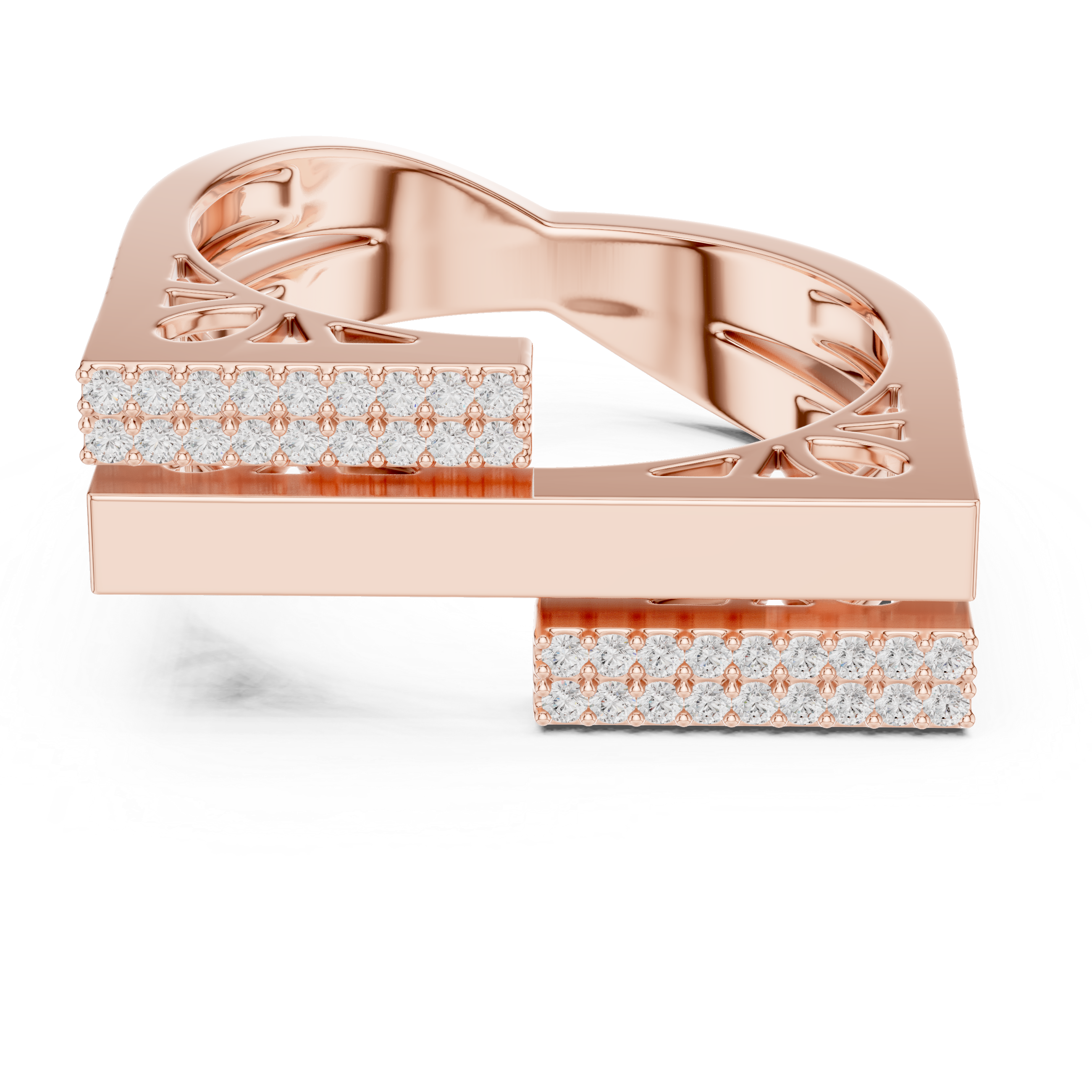 Modern Parallel Bar Diamond Ring – Open Geometric Pave Statement Ring