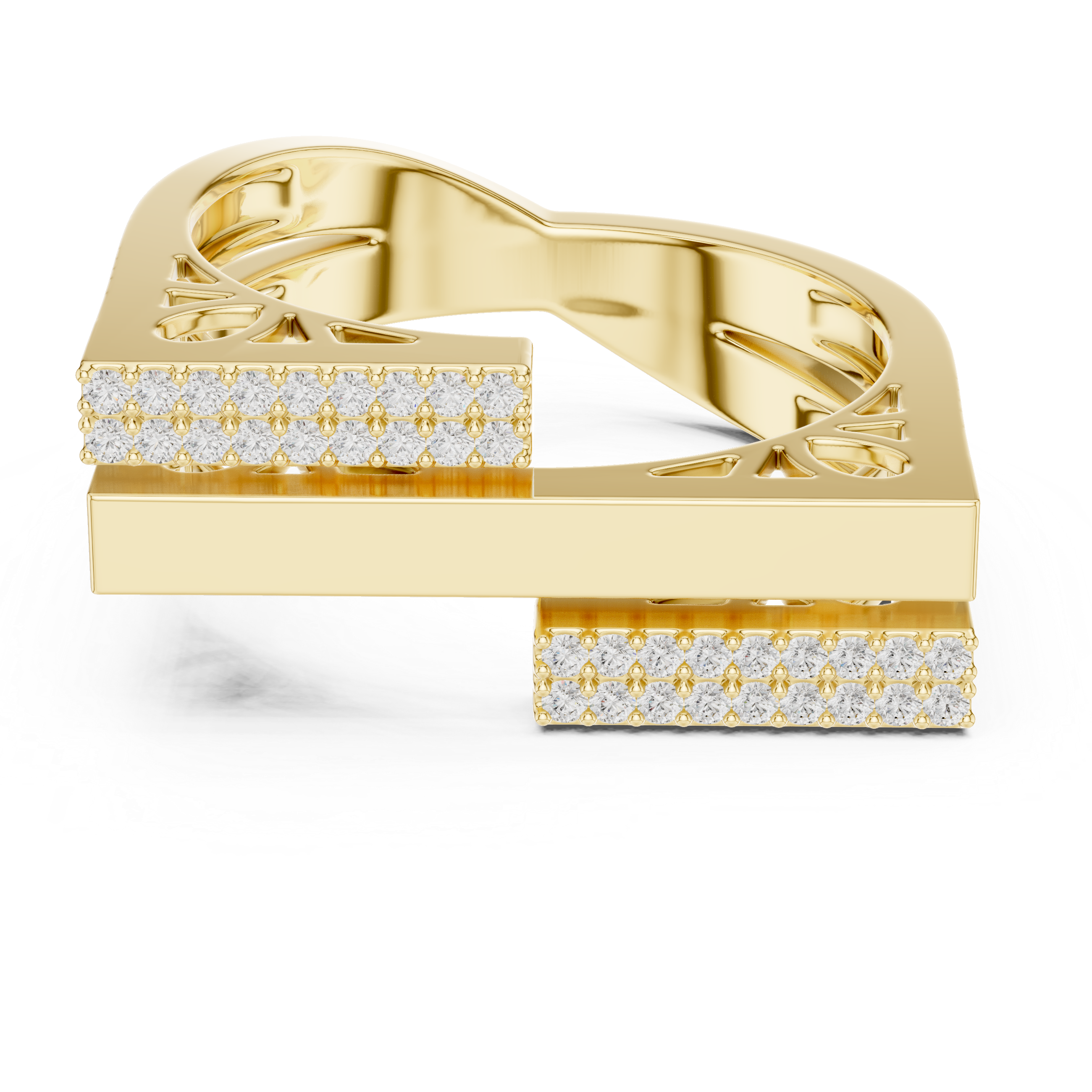 Modern Parallel Bar Diamond Ring – Open Geometric Pave Statement Ring