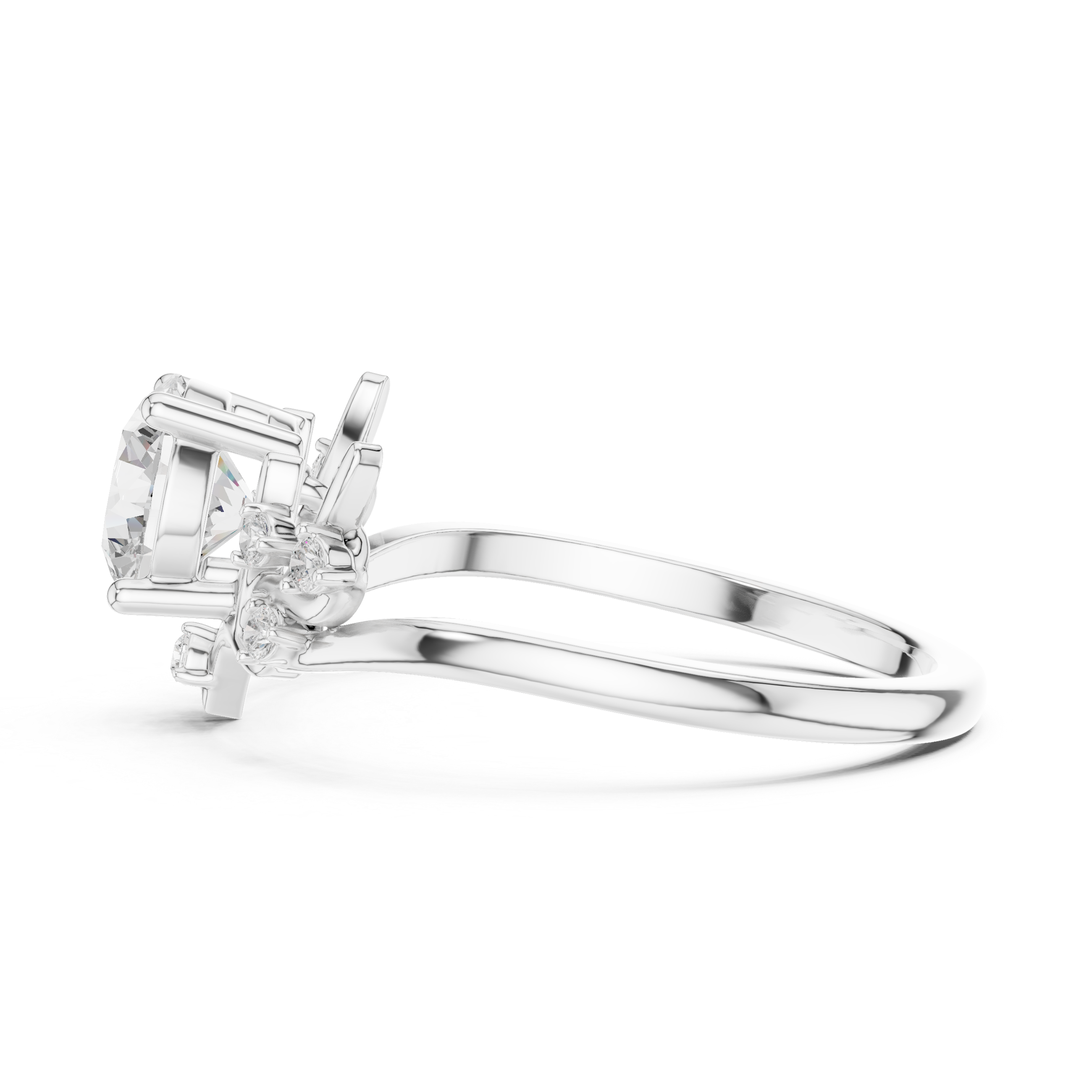 Nature Inspired Pear Diamond Engagement Ring – Leaf & Branch Style Solitaire Ring