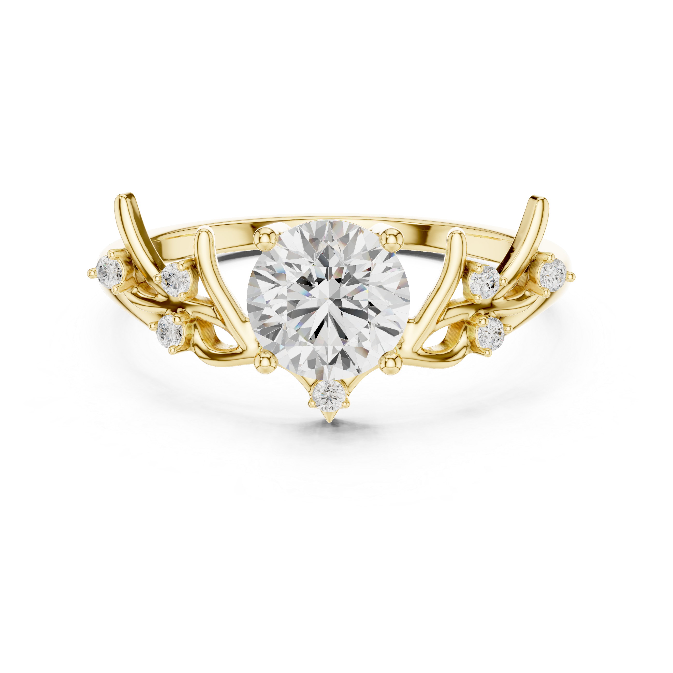 Nature Inspired Pear Diamond Engagement Ring – Leaf & Branch Style Solitaire Ring