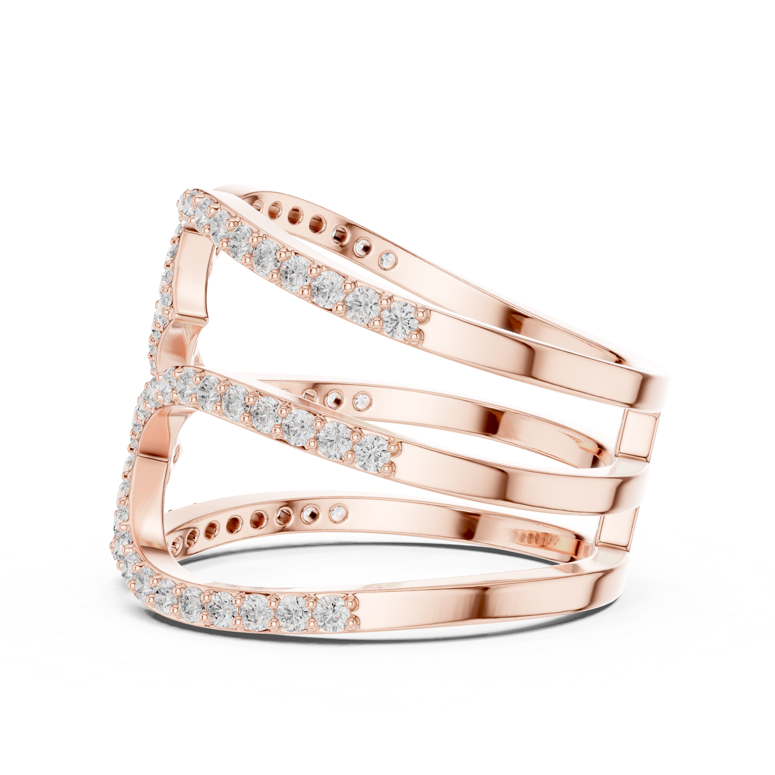Pavé Diamond Criss Cross Multi-Band Ring – Modern Crossover Statement Ring