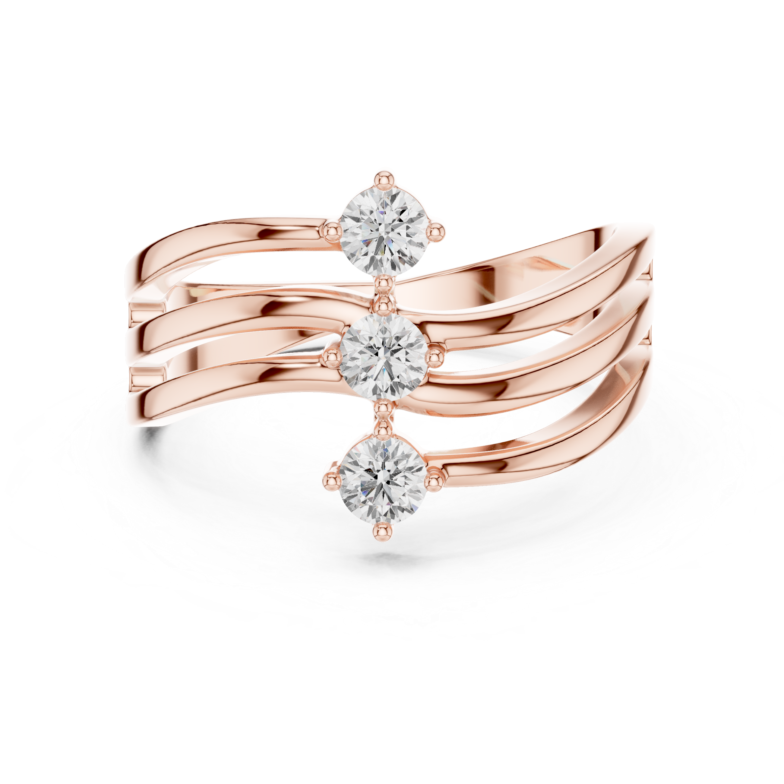 Triple Round Diamond Multi-Band Crossover Ring