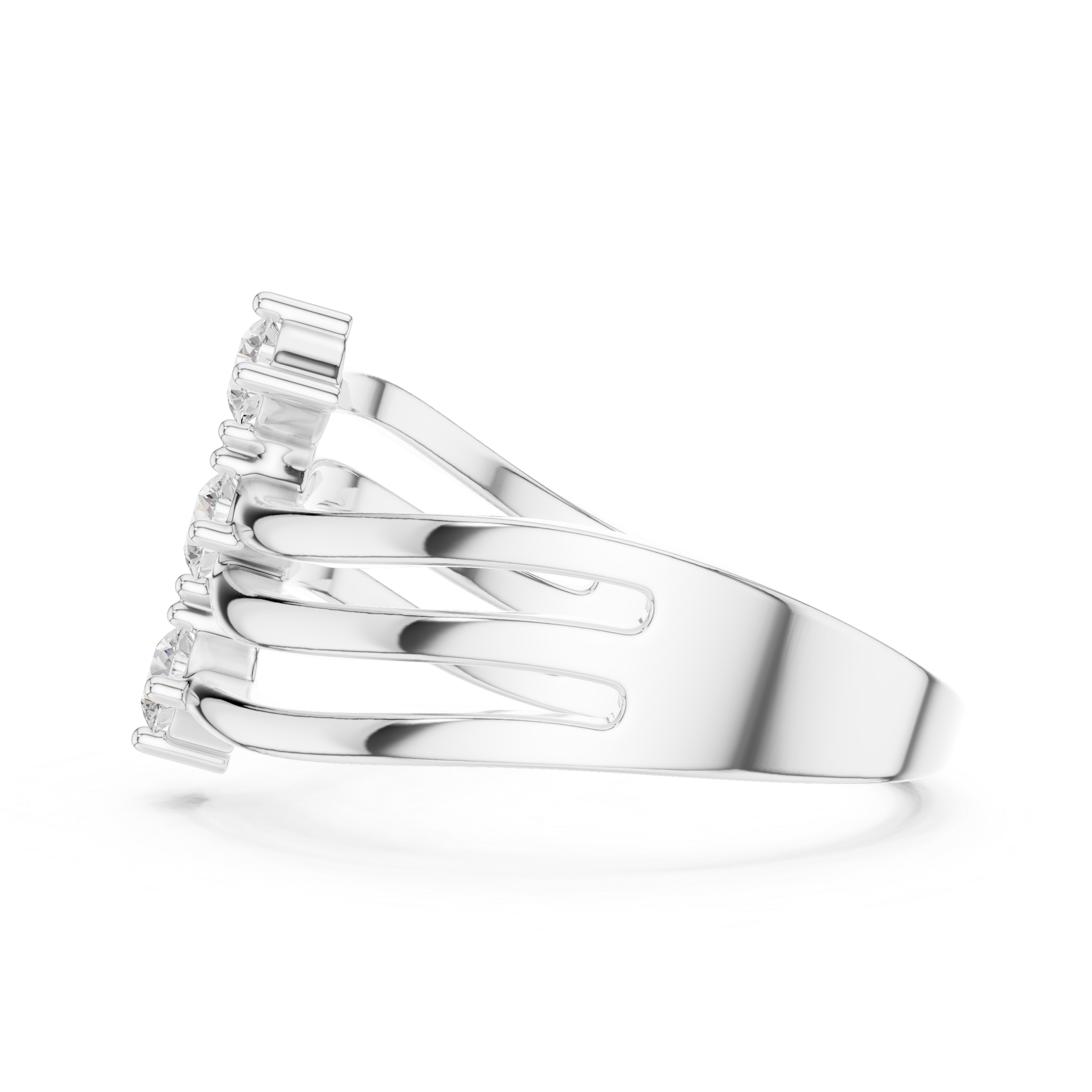 Triple Round Diamond Multi-Band Crossover Ring