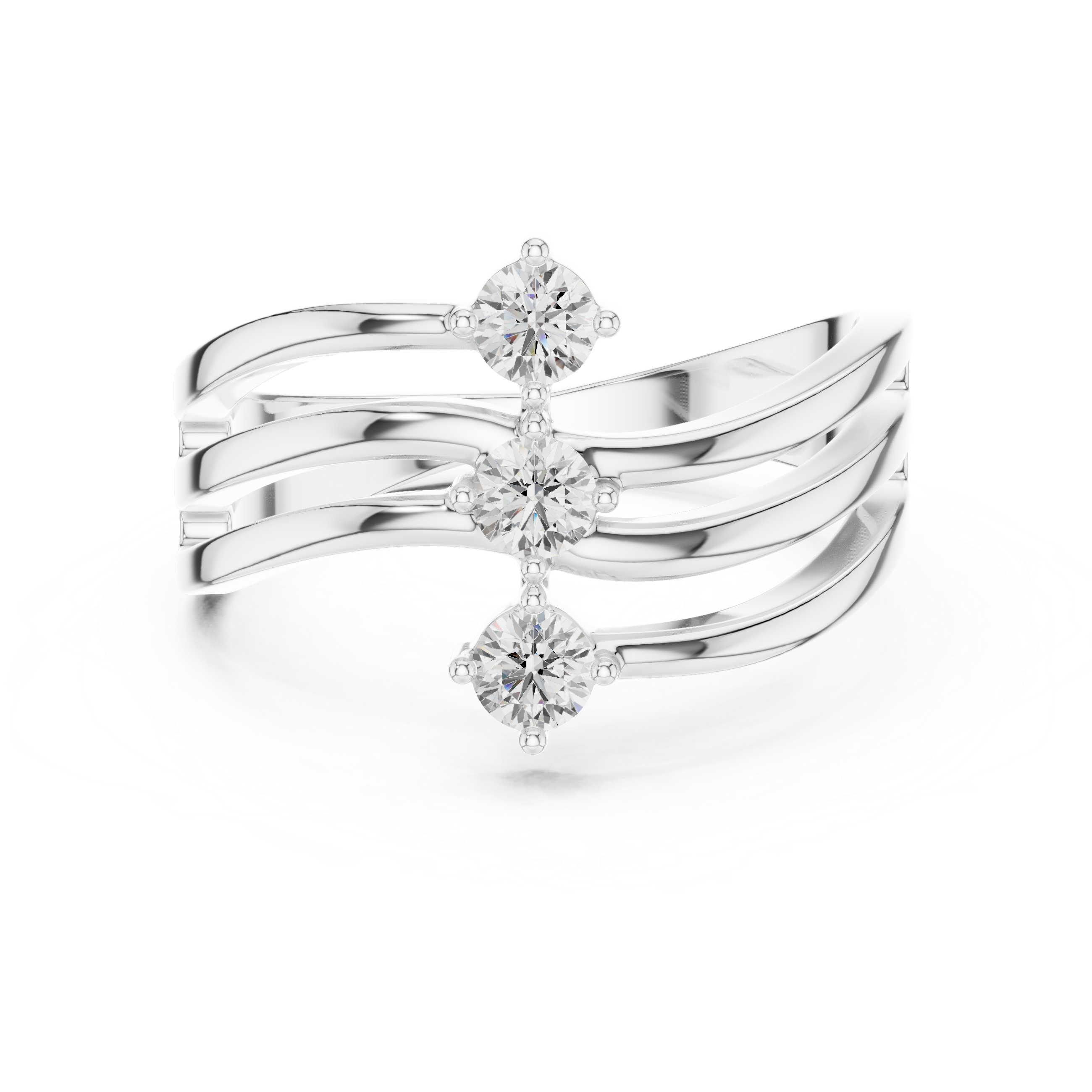 Triple Round Diamond Multi-Band Crossover Ring
