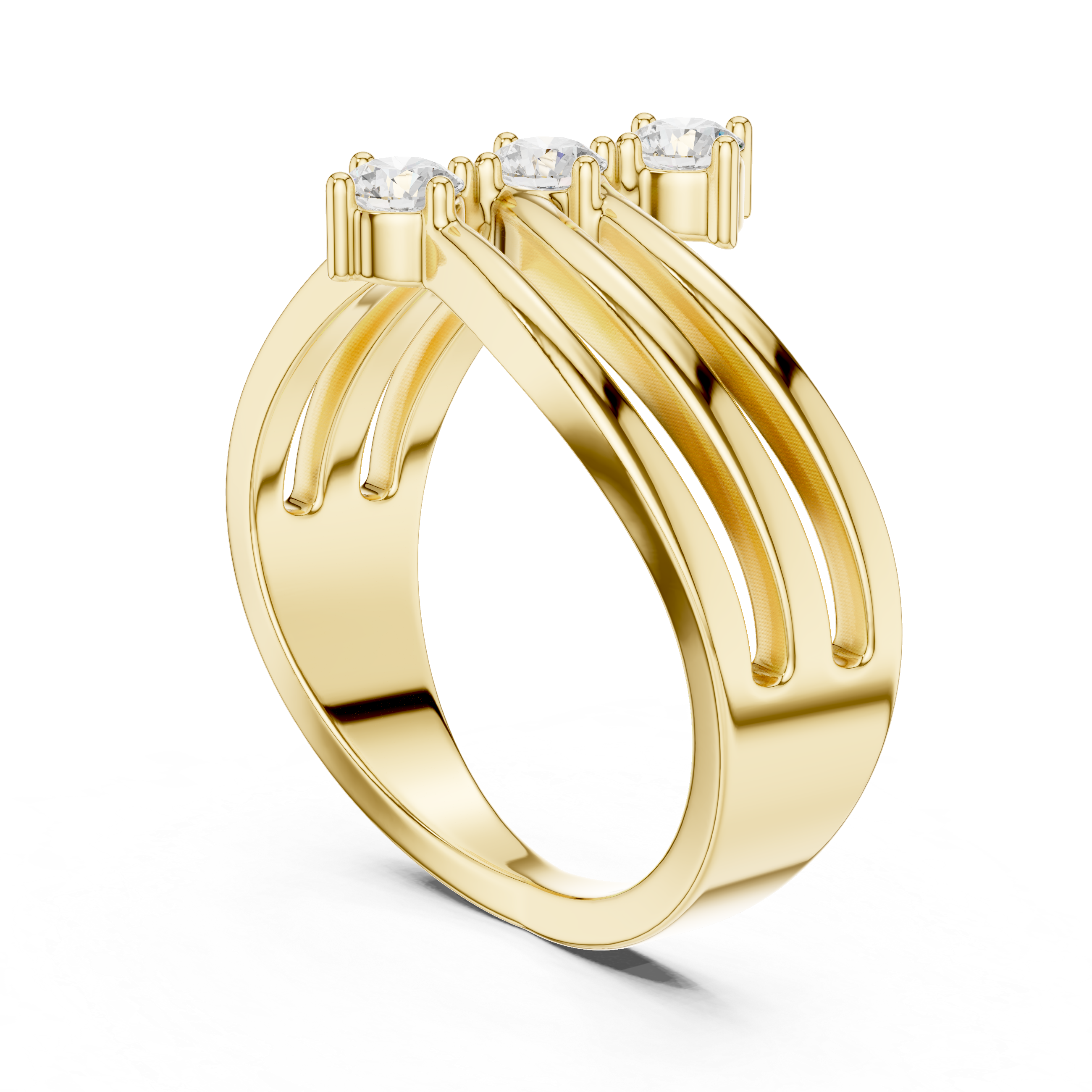 Triple Round Diamond Multi-Band Crossover Ring