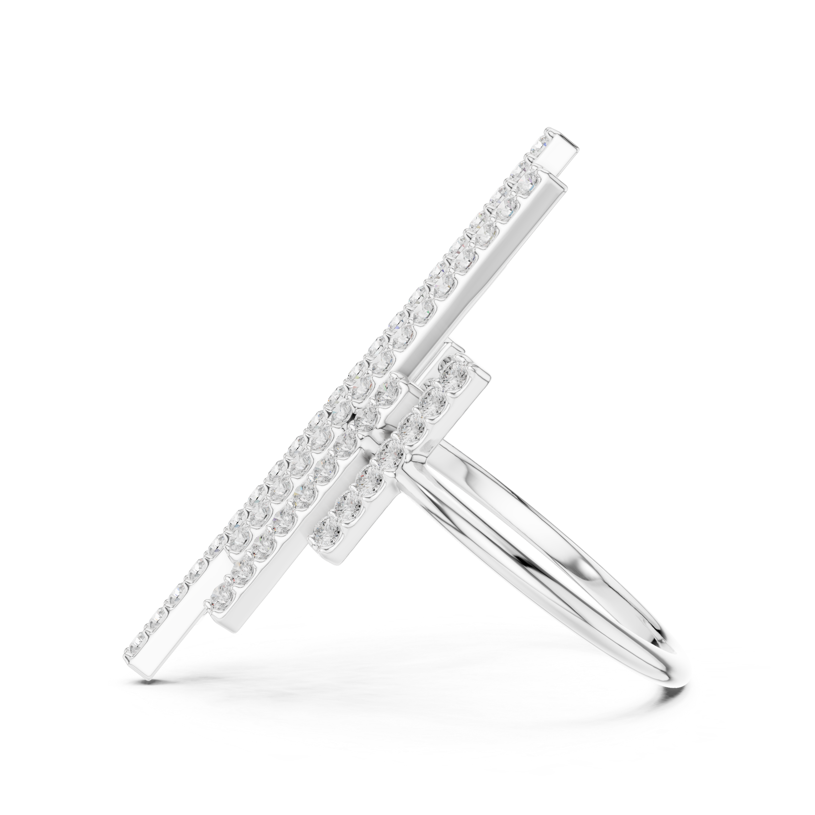Modern Diamond Bar Cluster Statement Ring