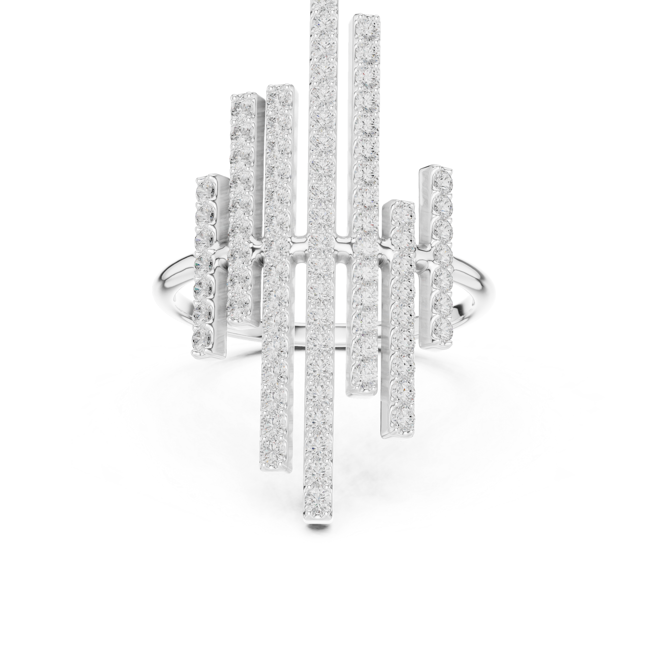 Modern Diamond Bar Cluster Statement Ring