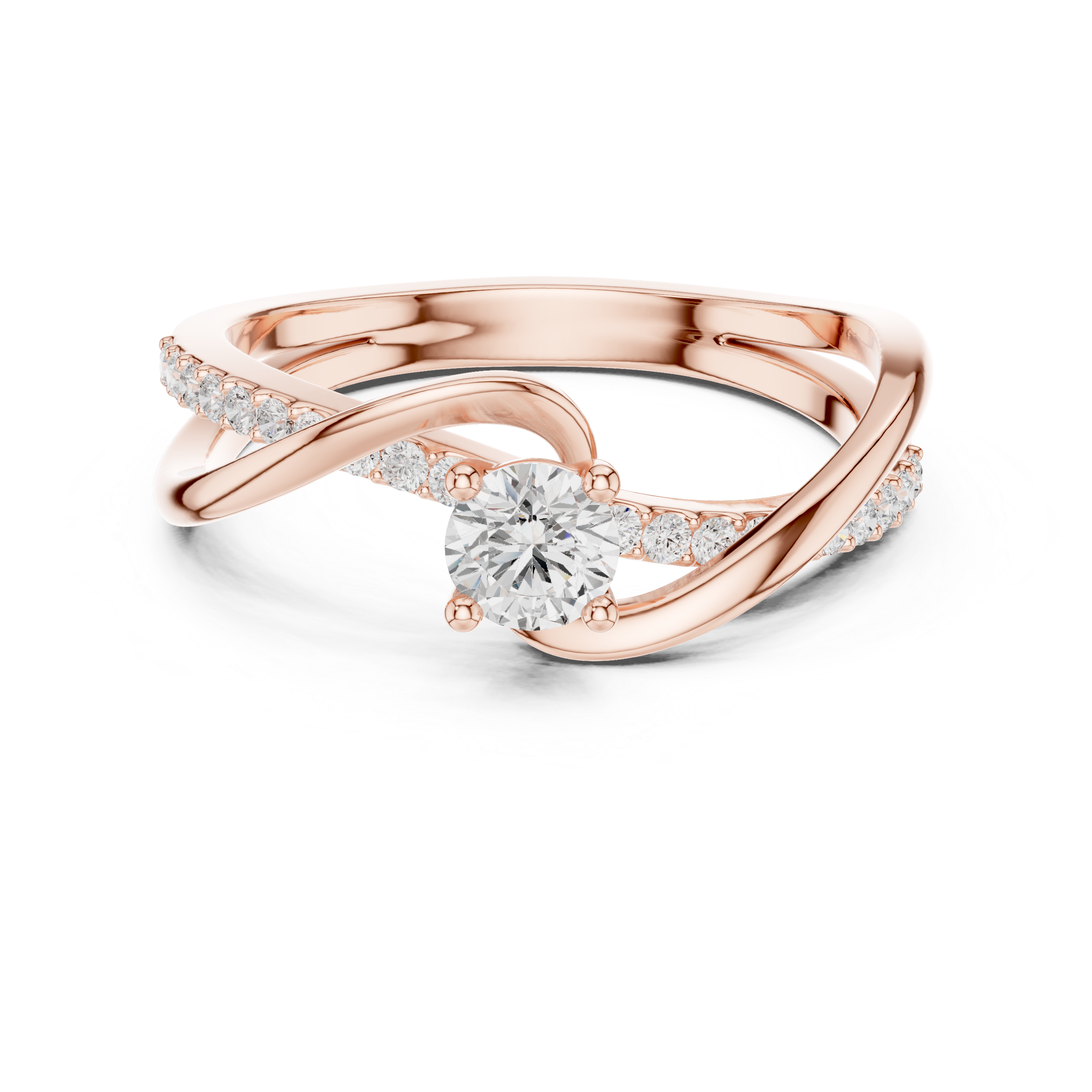 Twisted Diamond Solitaire Bypass Ring