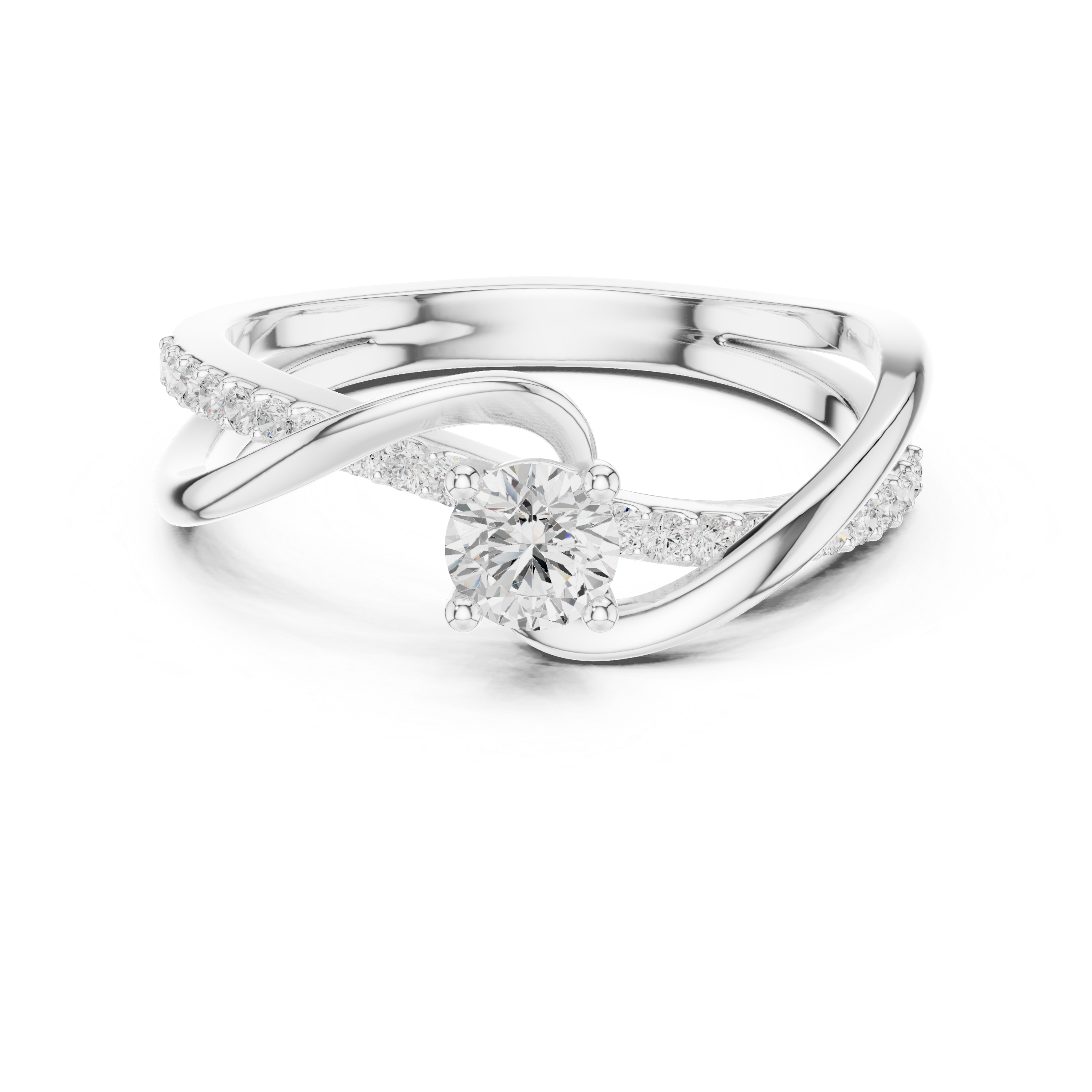 Twisted Diamond Solitaire Bypass Ring