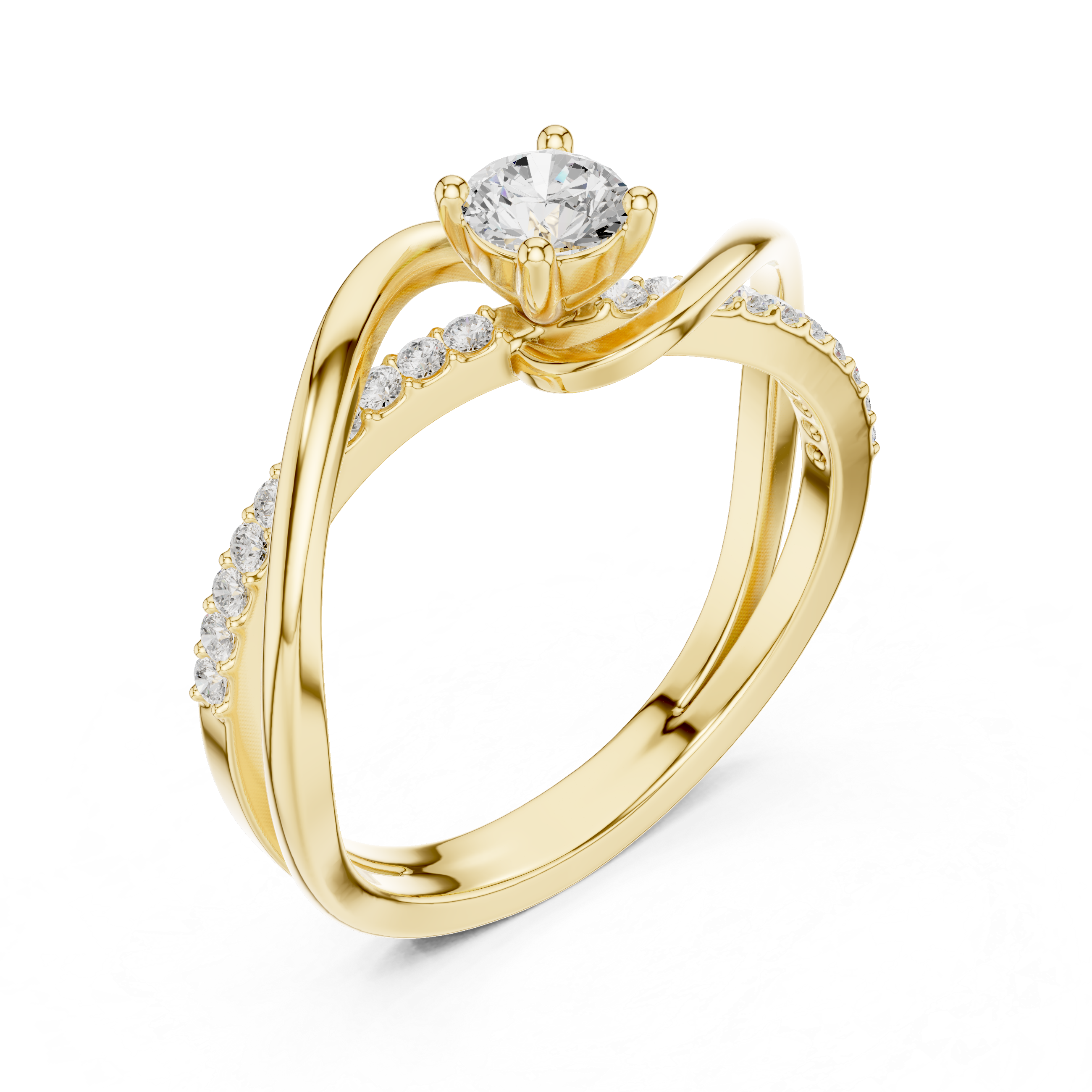 Twisted Diamond Solitaire Bypass Ring