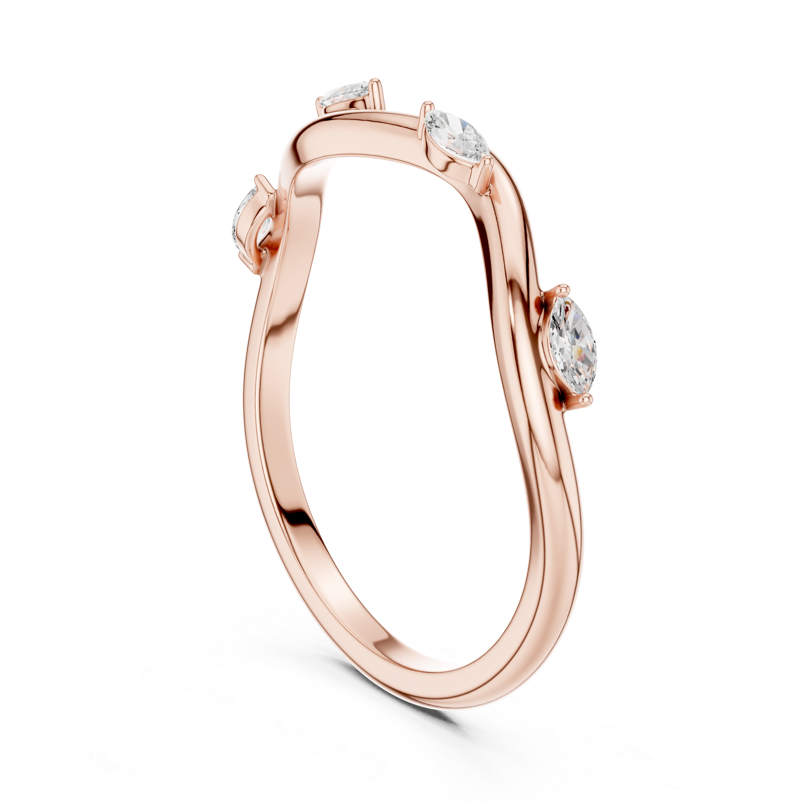 Marquise Diamond Twist Ring – Minimalist Infinity Band with Floating Marquise Stones