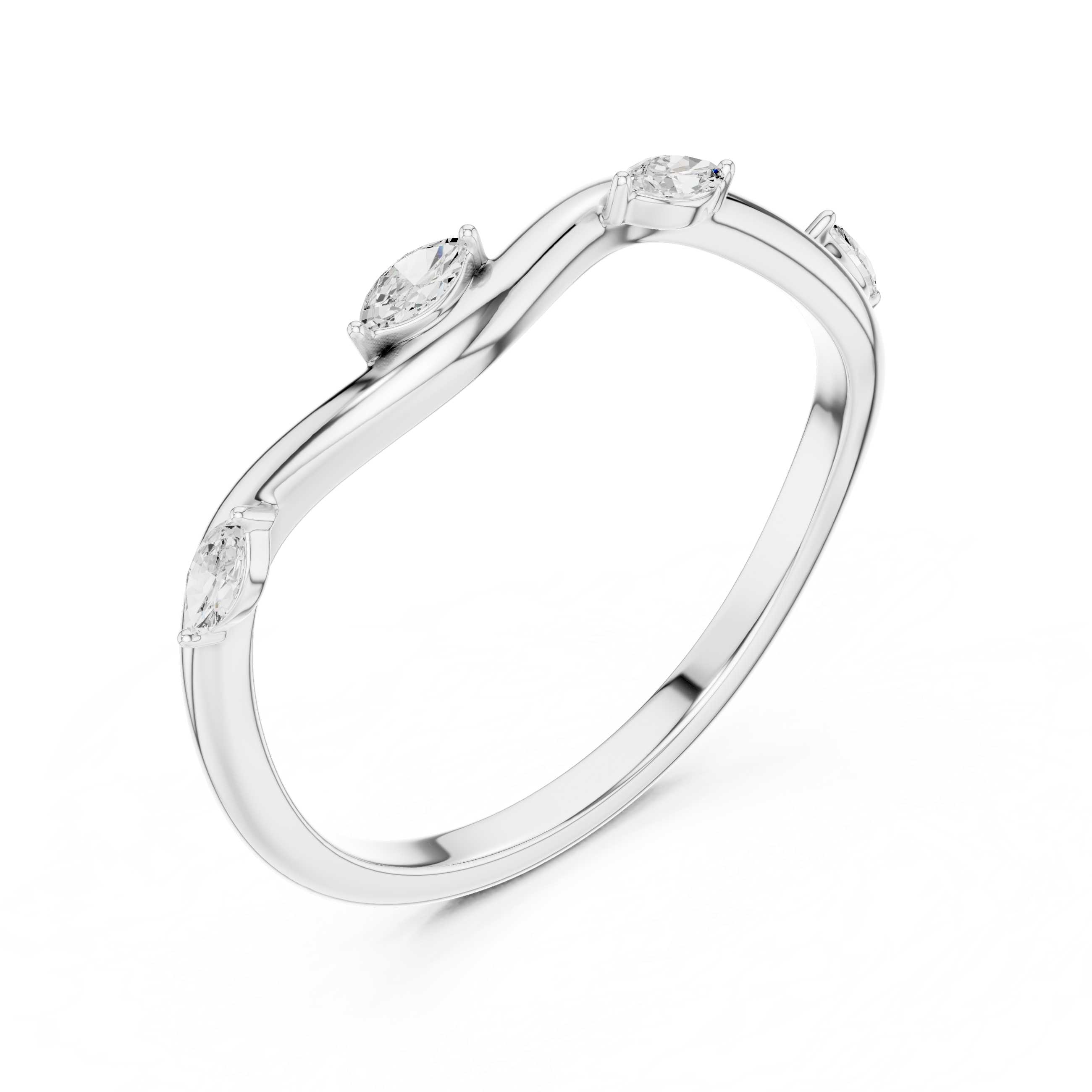Marquise Diamond Twist Ring – Minimalist Infinity Band with Floating Marquise Stones