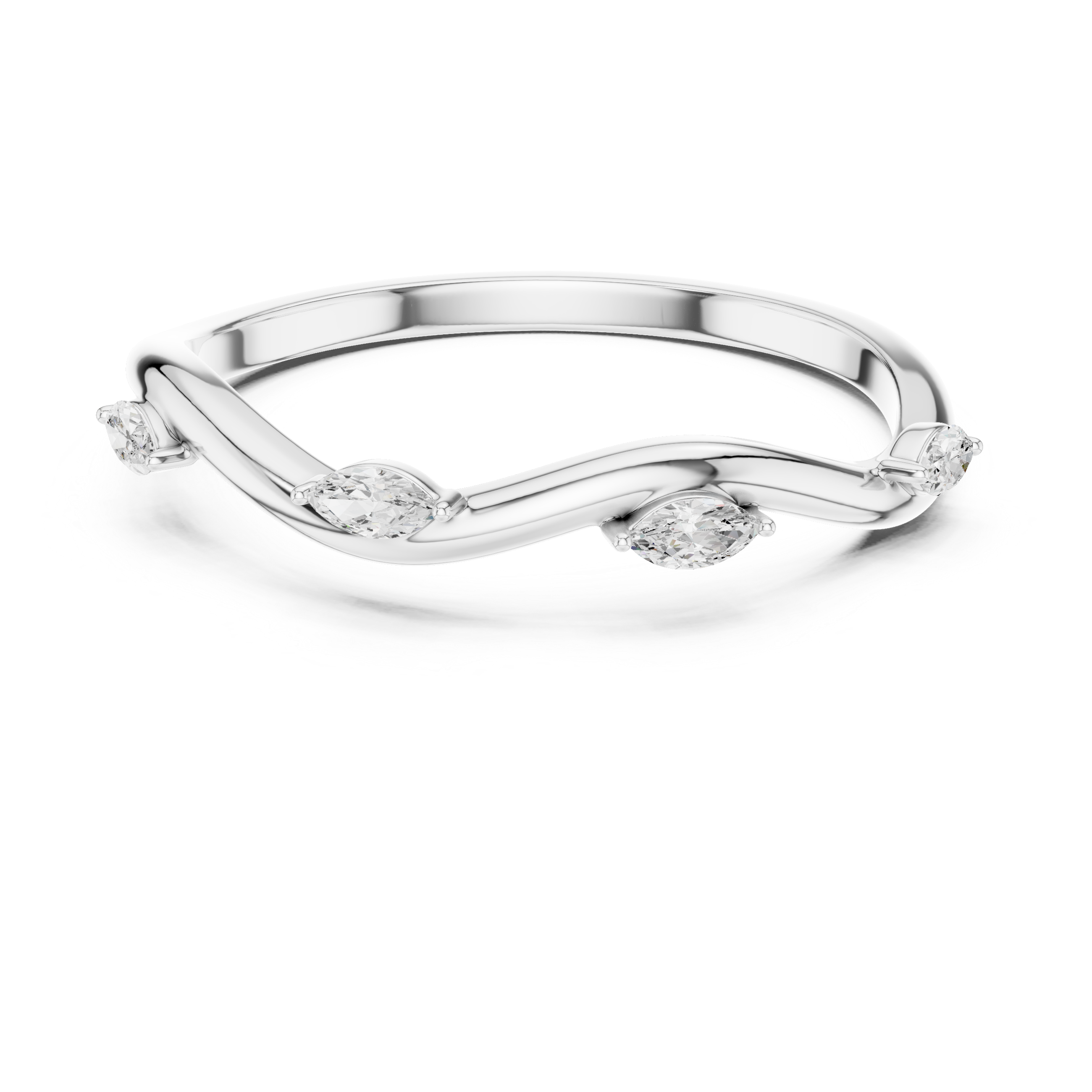 Marquise Diamond Twist Ring – Minimalist Infinity Band with Floating Marquise Stones