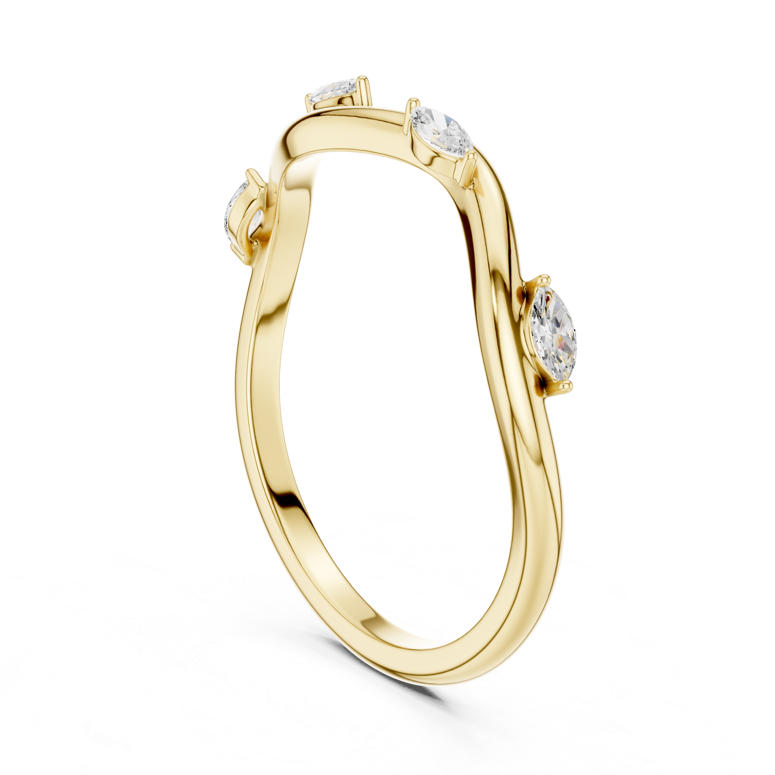 Marquise Diamond Twist Ring – Minimalist Infinity Band with Floating Marquise Stones
