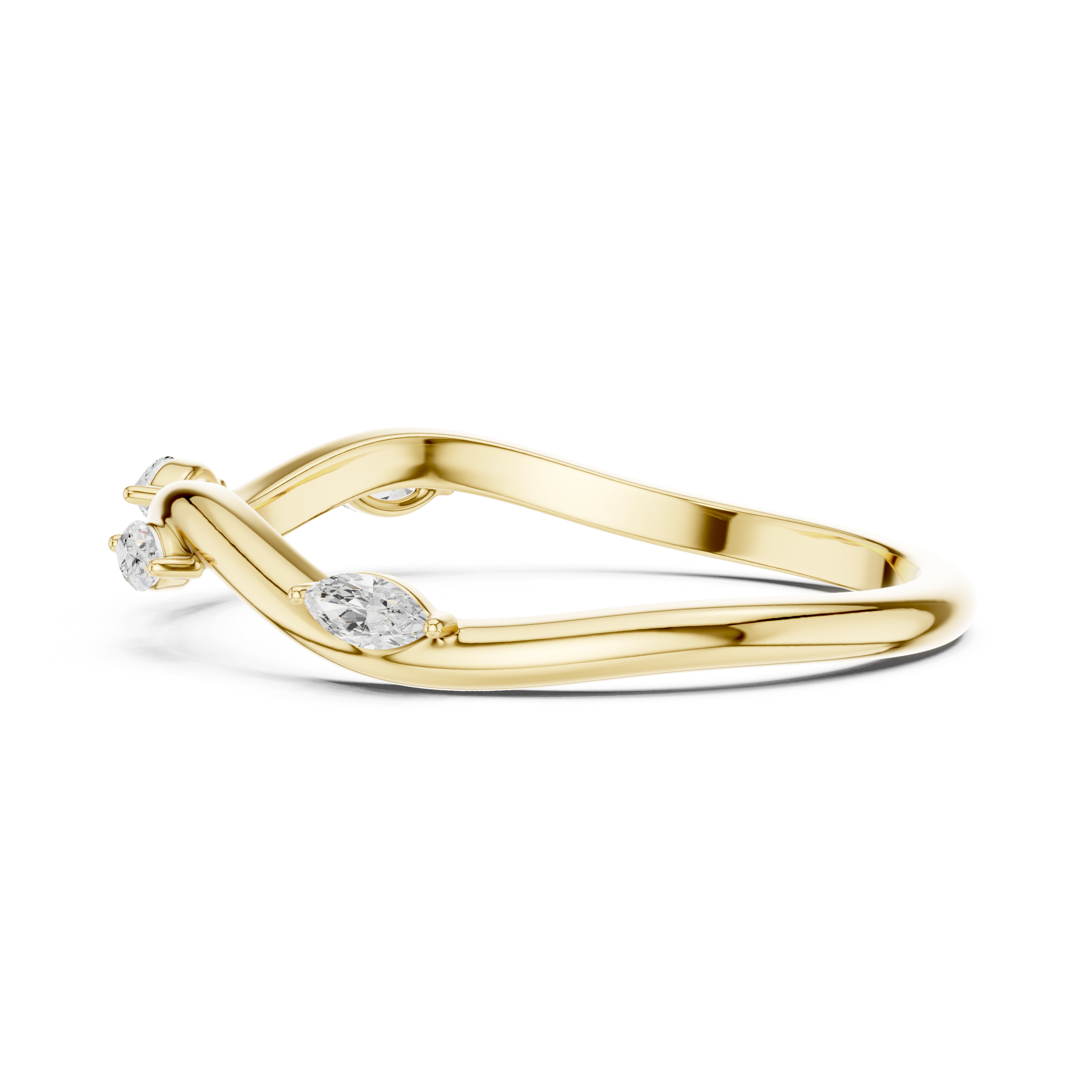 Marquise Diamond Twist Ring – Minimalist Infinity Band with Floating Marquise Stones